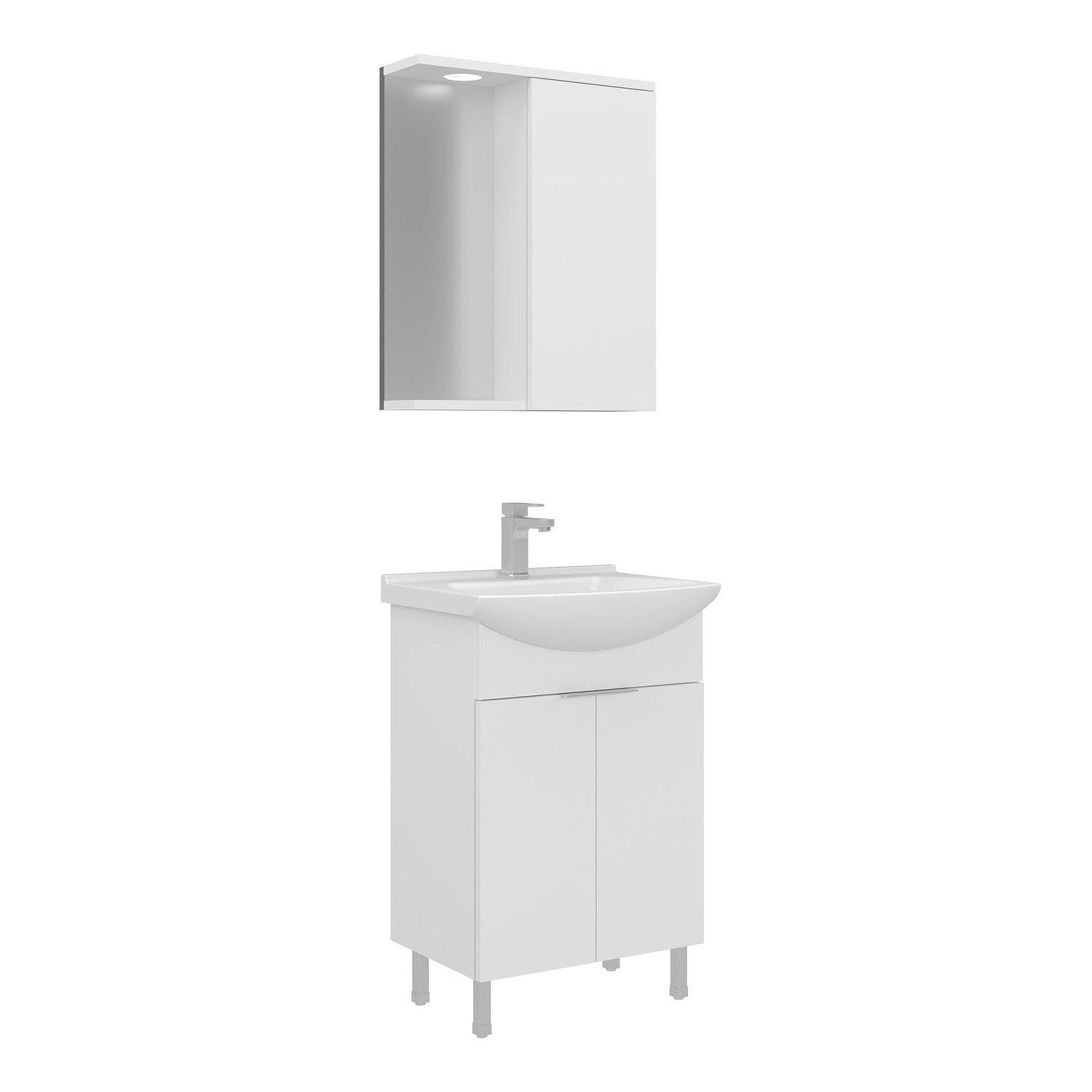 Habitat et Jardin Meuble avec simple vasque et miroir  Purus 55  - 55 x 50 x 83 cm - White
