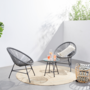 Voir la diapositive 2 : CONCEPT USINE Salon de jardin 2 fauteuils ronds et table basse gris ACAPULCO