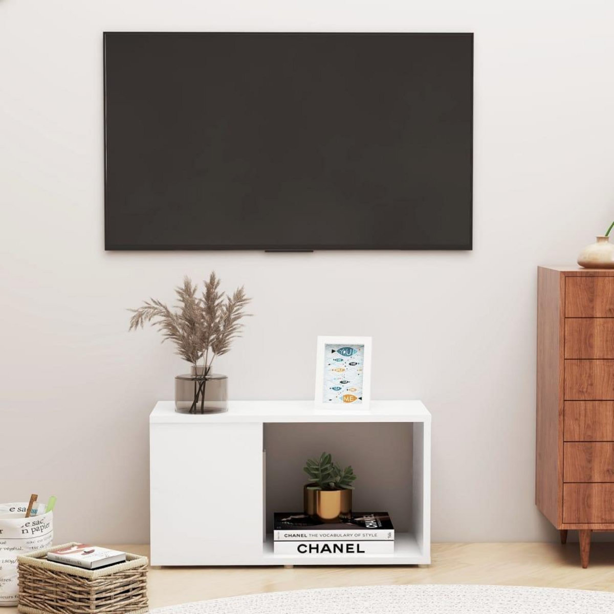 VIDAXL Meuble TV Blanc 60x24x32 cm Bois d'ingenierie