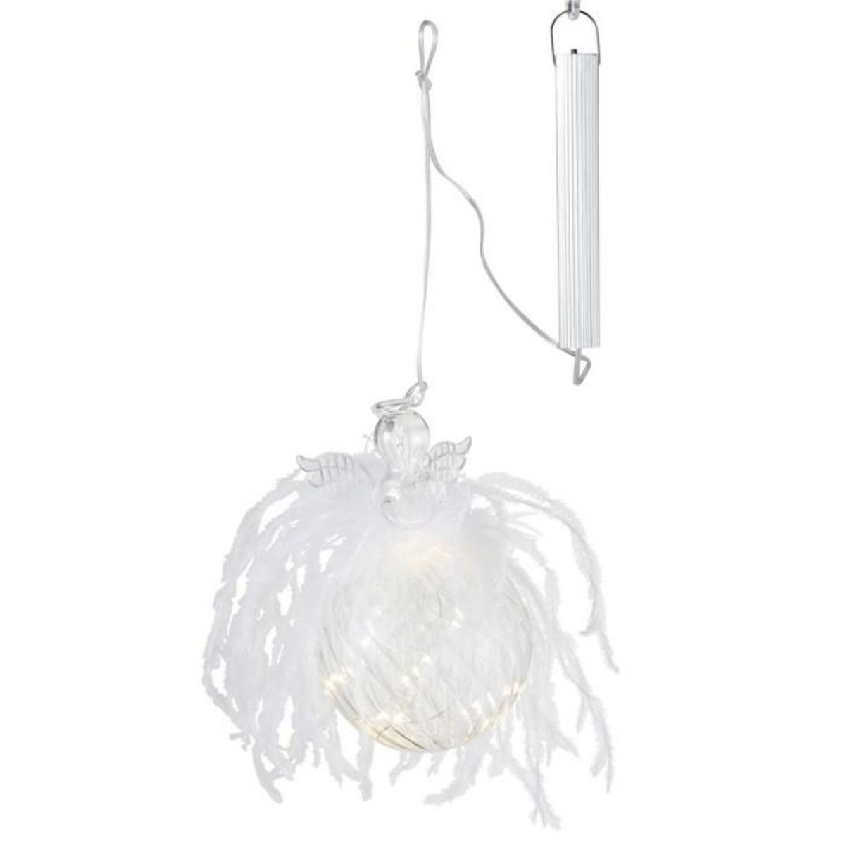 Paris Prix Boule de Noël Led  Ange & Plume  16cm Transparent
