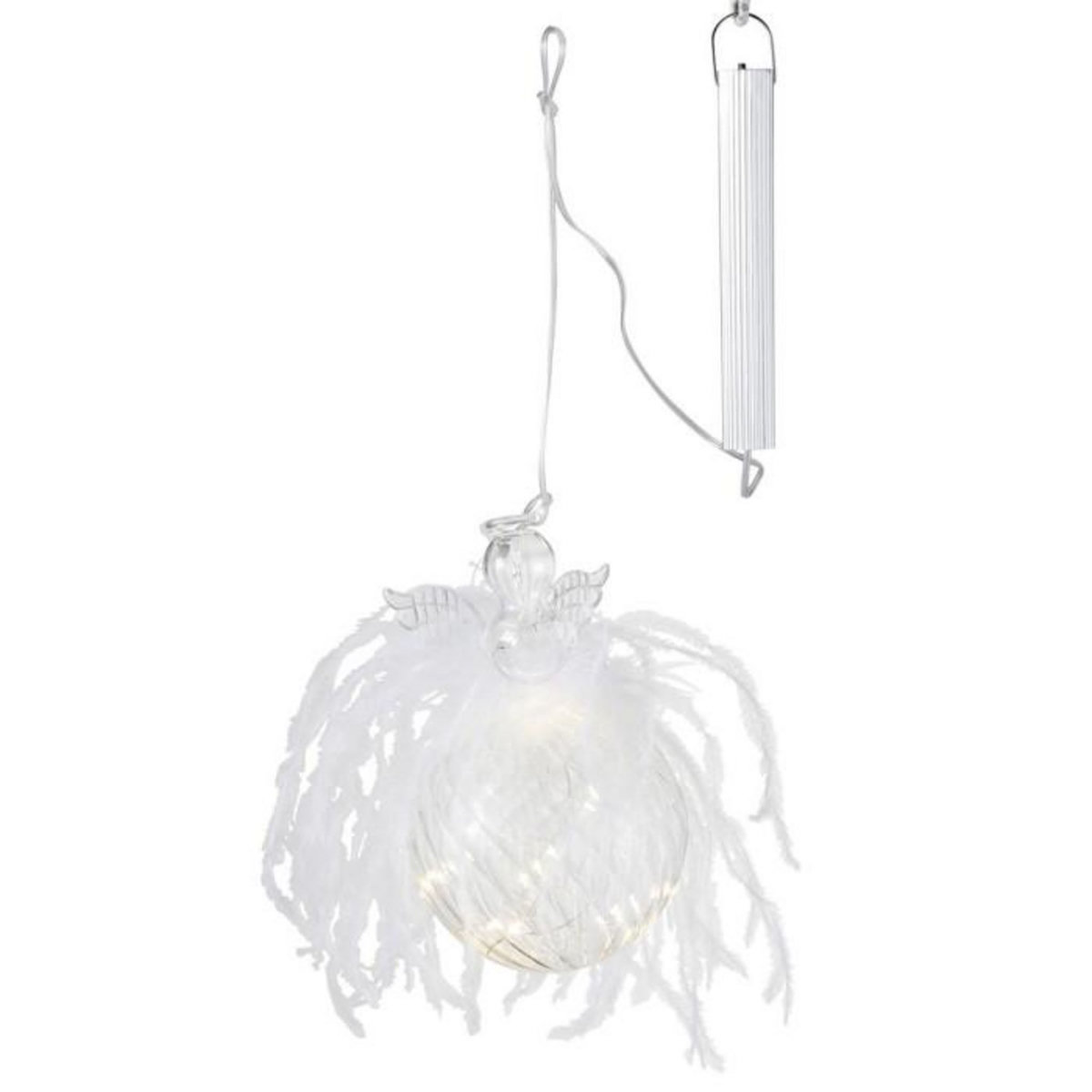 Paris Prix Boule de Noël Led  Ange & Plume  16cm Transparent