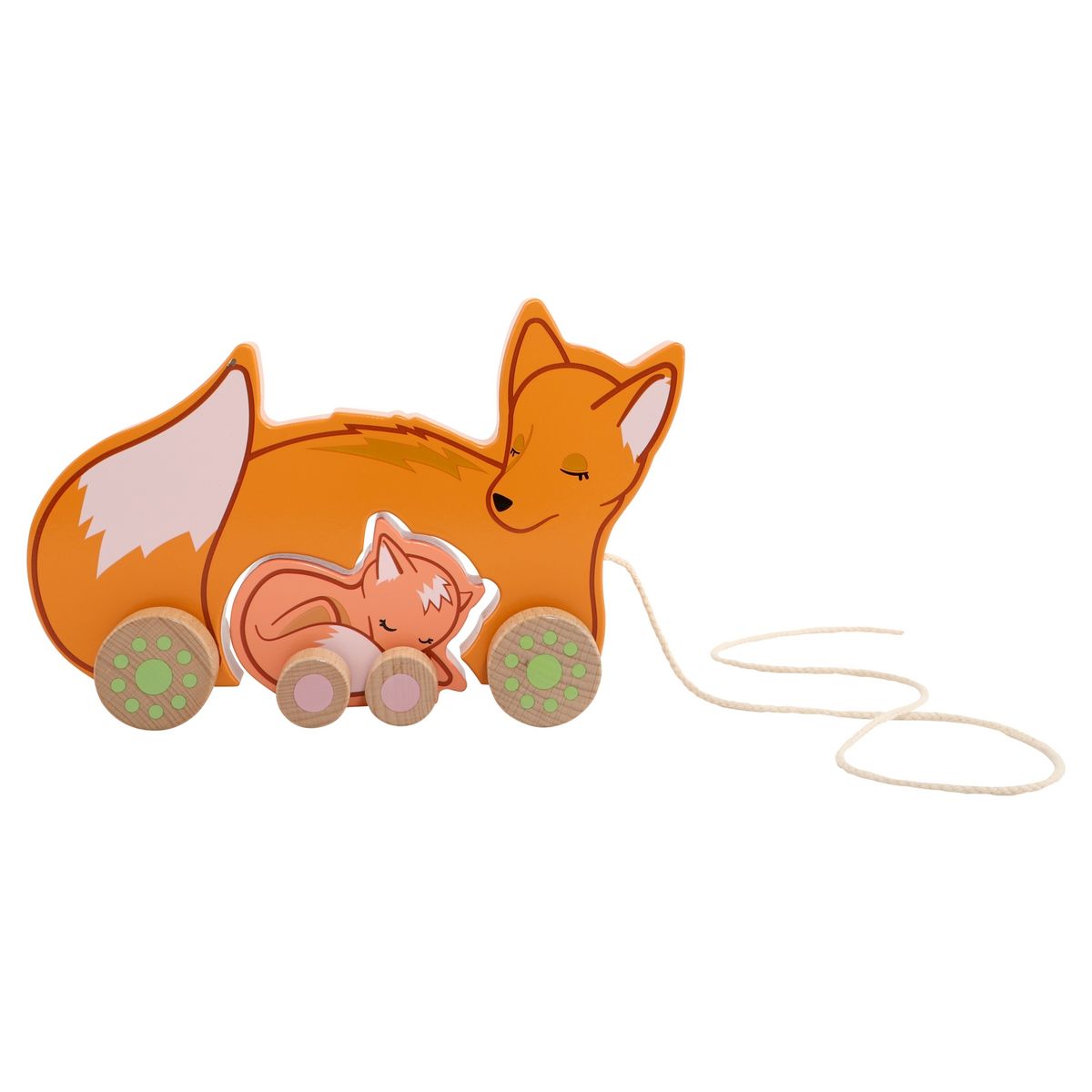 One Two Fun Mon animal et son petit à tirer en bois