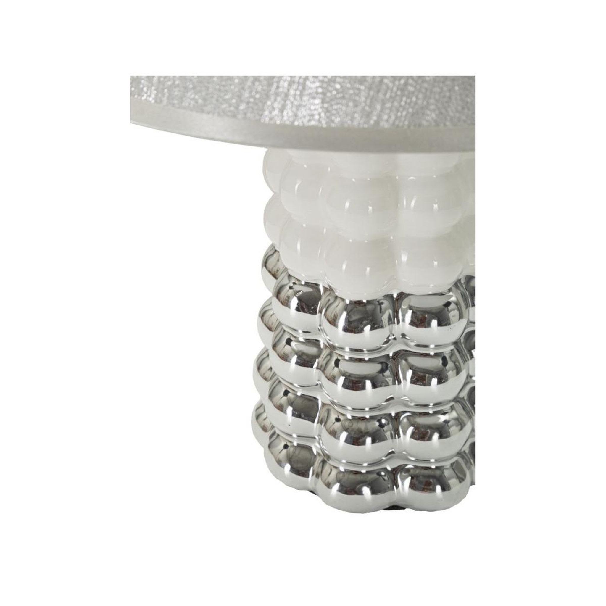 Voir la diapositive 4 : Paris Prix Lampe à poser en céramique  lace  33cm argent & blanc