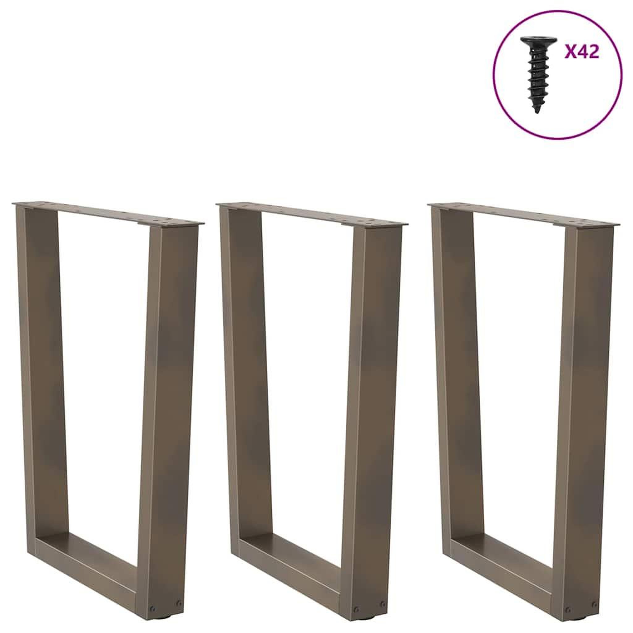 Voir la diapositive 3 : VIDAXL Pieds de table a manger forme V 3 pcs acier naturel acier