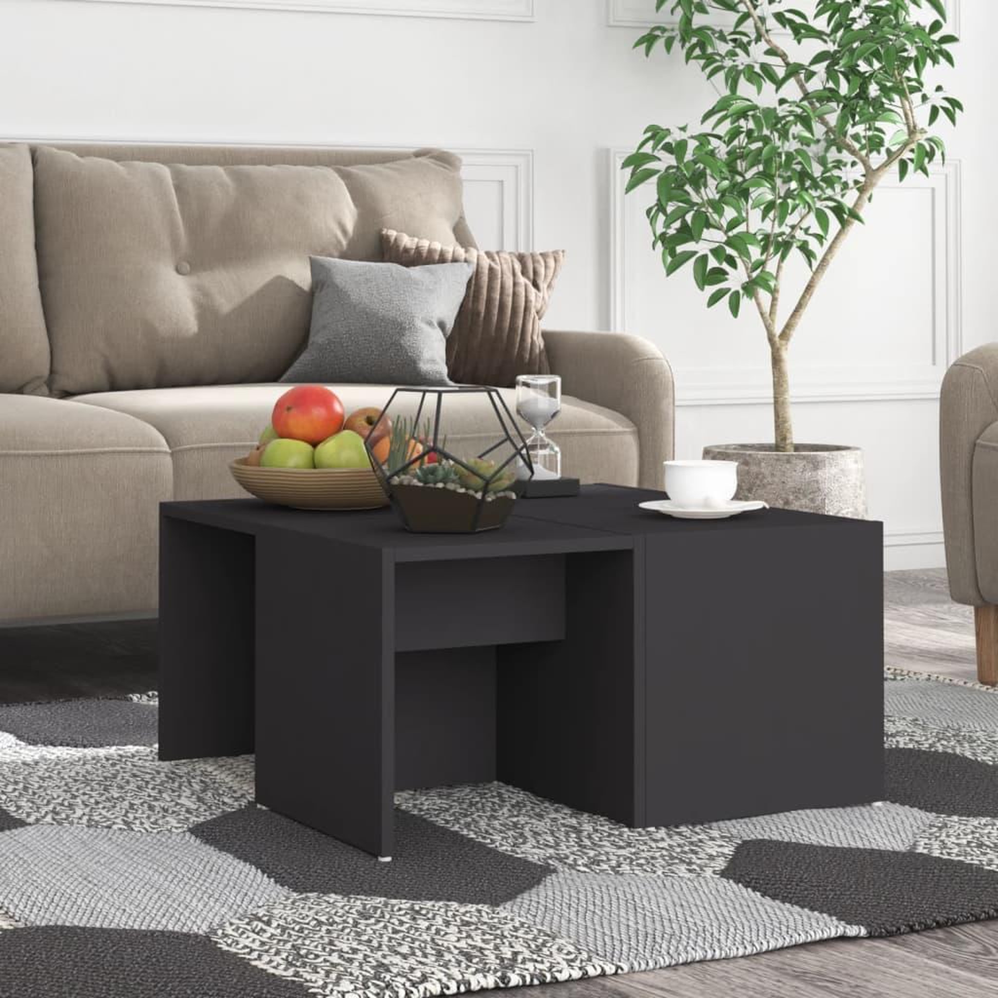 Voir la diapositive 1 : VIDAXL Tables basses 4 pcs gris 33x33x33 cm bois d'ingenierie
