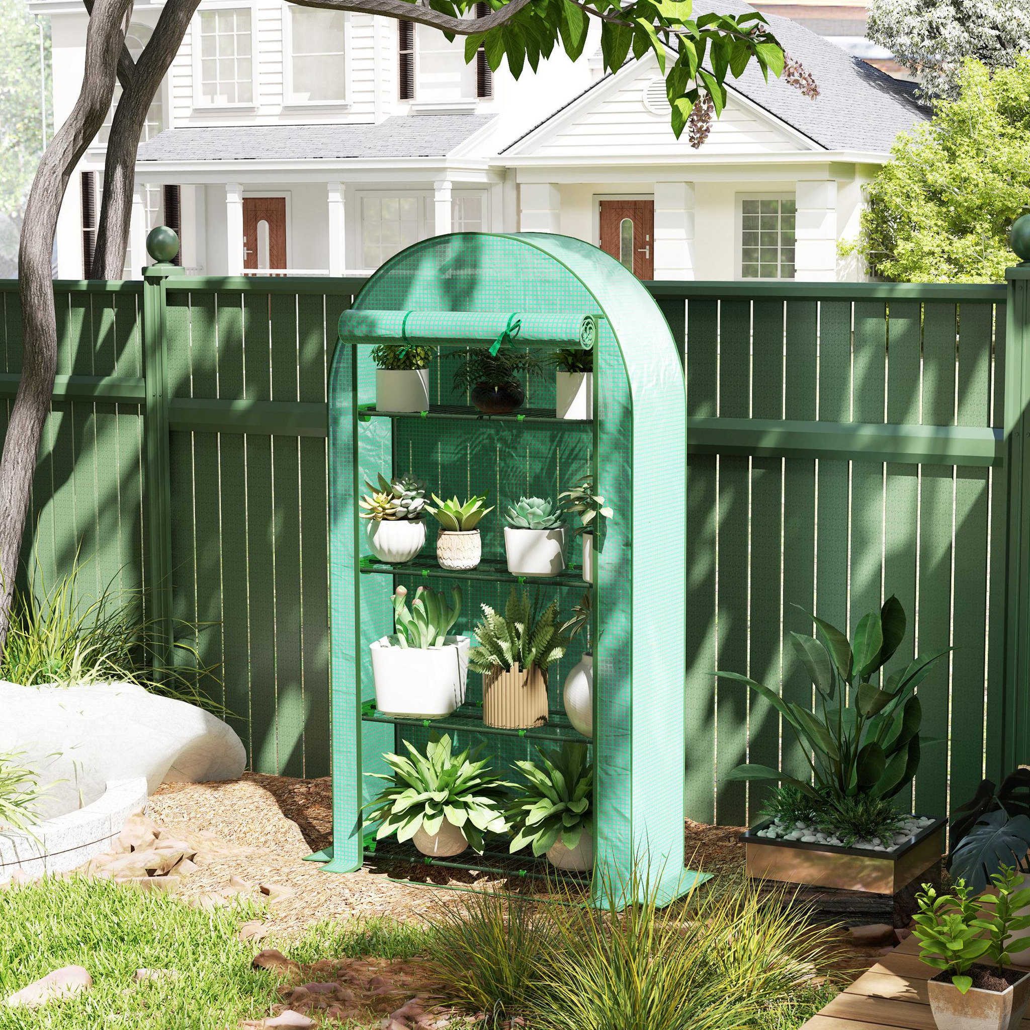 Voir la diapositive 4 : OUTSUNNY Serre de balcon jardin 4 étagères 105 x 45 x 160 cm vert