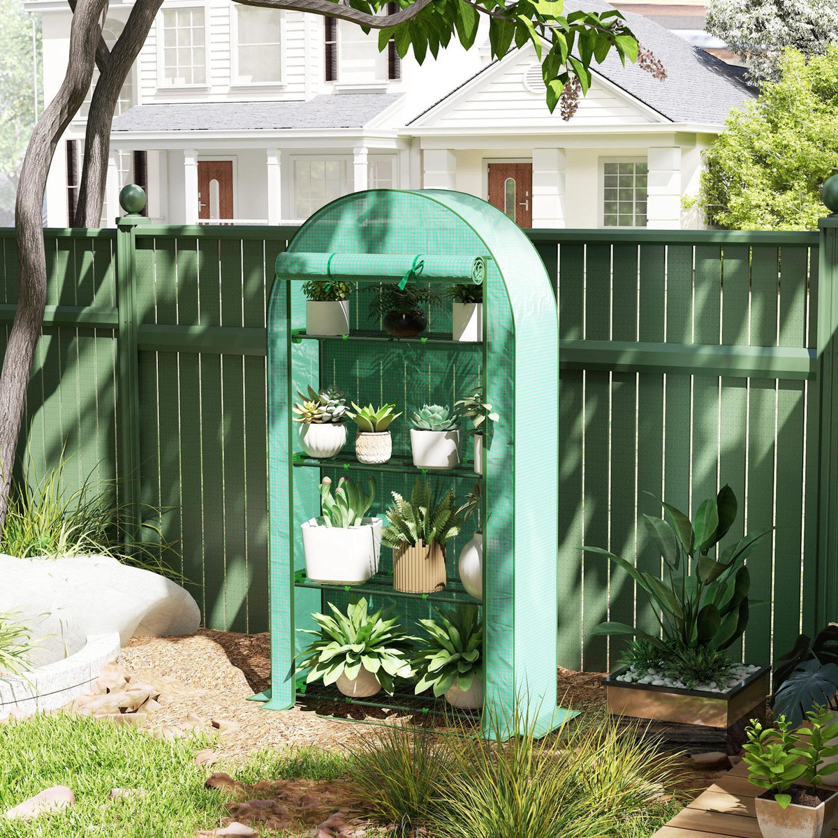 OUTSUNNY Serre de balcon jardin 4 étagères 105 x 45 x 160 cm vert