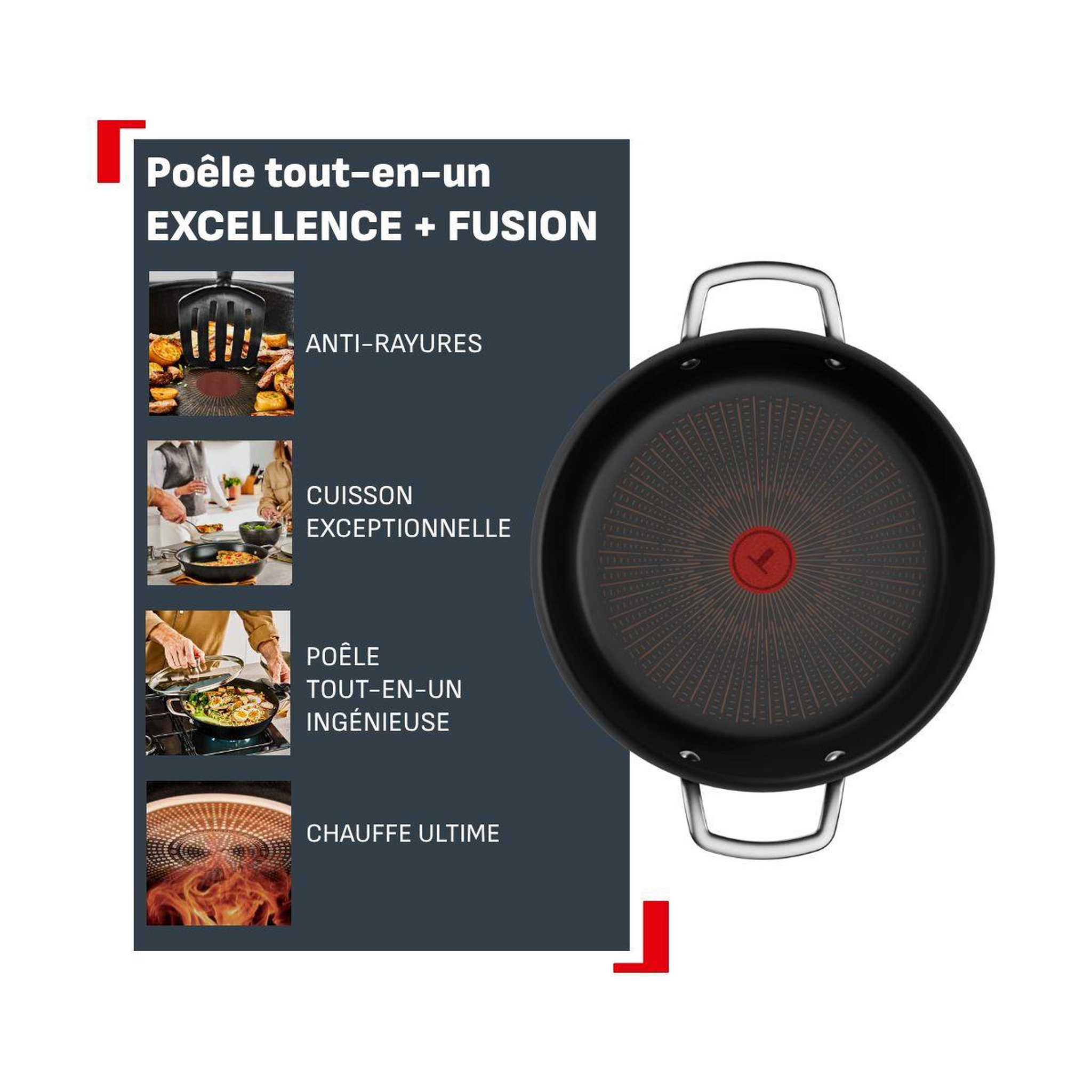 Voir la diapositive 2 : TEFAL Sauteuse 28cm excellence + avec couvercle