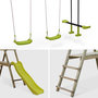 Voir la diapositive 2 : SWEEEK Aire de jeux MARIN en bois avec toboggan. 1 face à face. 2 balançoires. pin autoclave