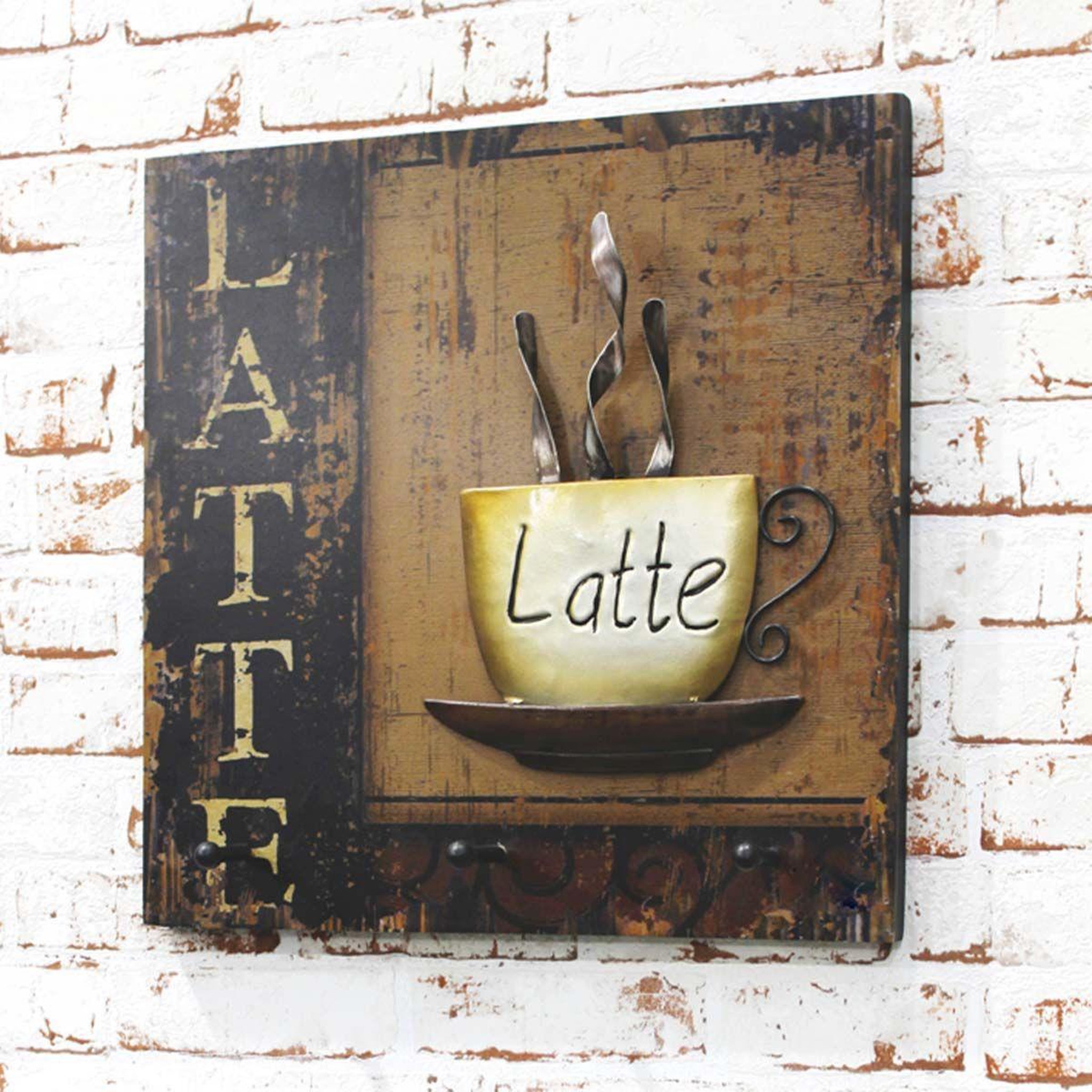 Voir la diapositive 2 : Paris Prix Patère murale 3 crochets  latte  40cm naturel