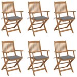 VIDAXL Chaises pliables de jardin lot de 6 avec coussins Bois d'acacia