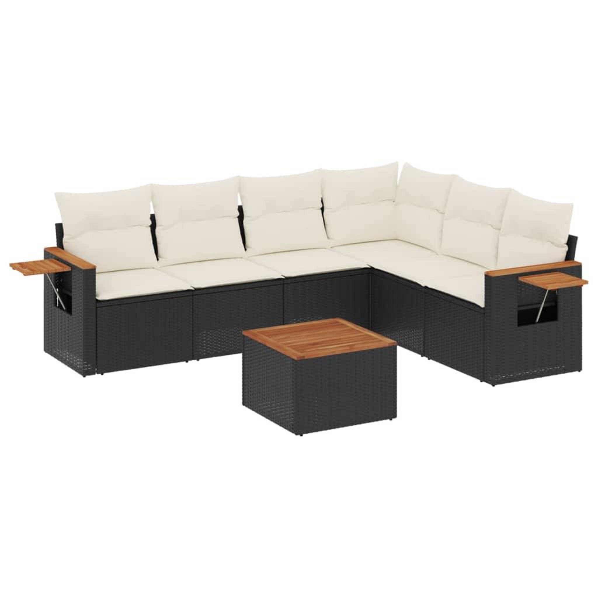 Voir la diapositive 2 : VIDAXL Salon de jardin 7 pcs avec coussins noir resine tressee