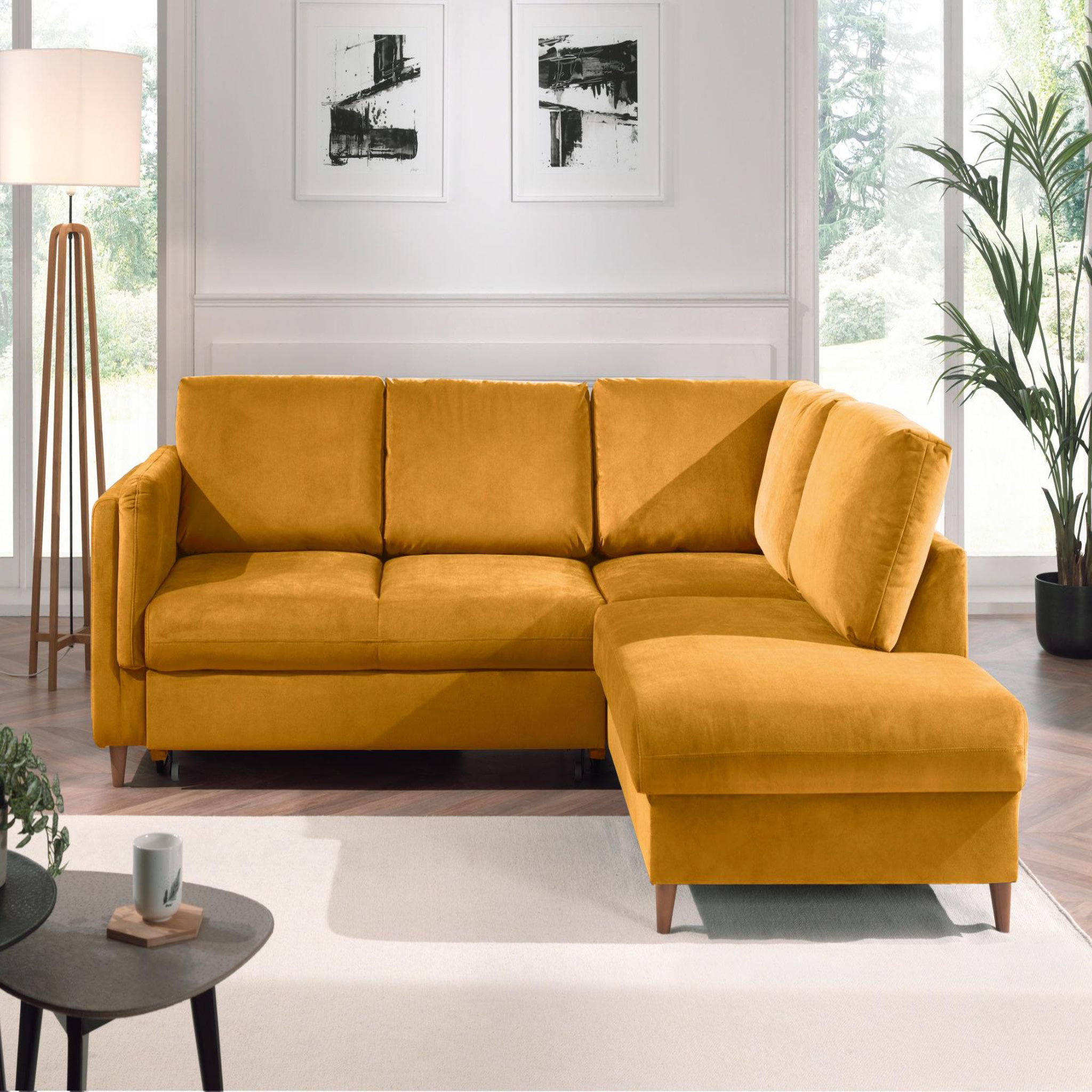 Voir la diapositive 5 : BEST MOBILIER Brooke - canapé d'angle droit - convertible - 5 places - en velours