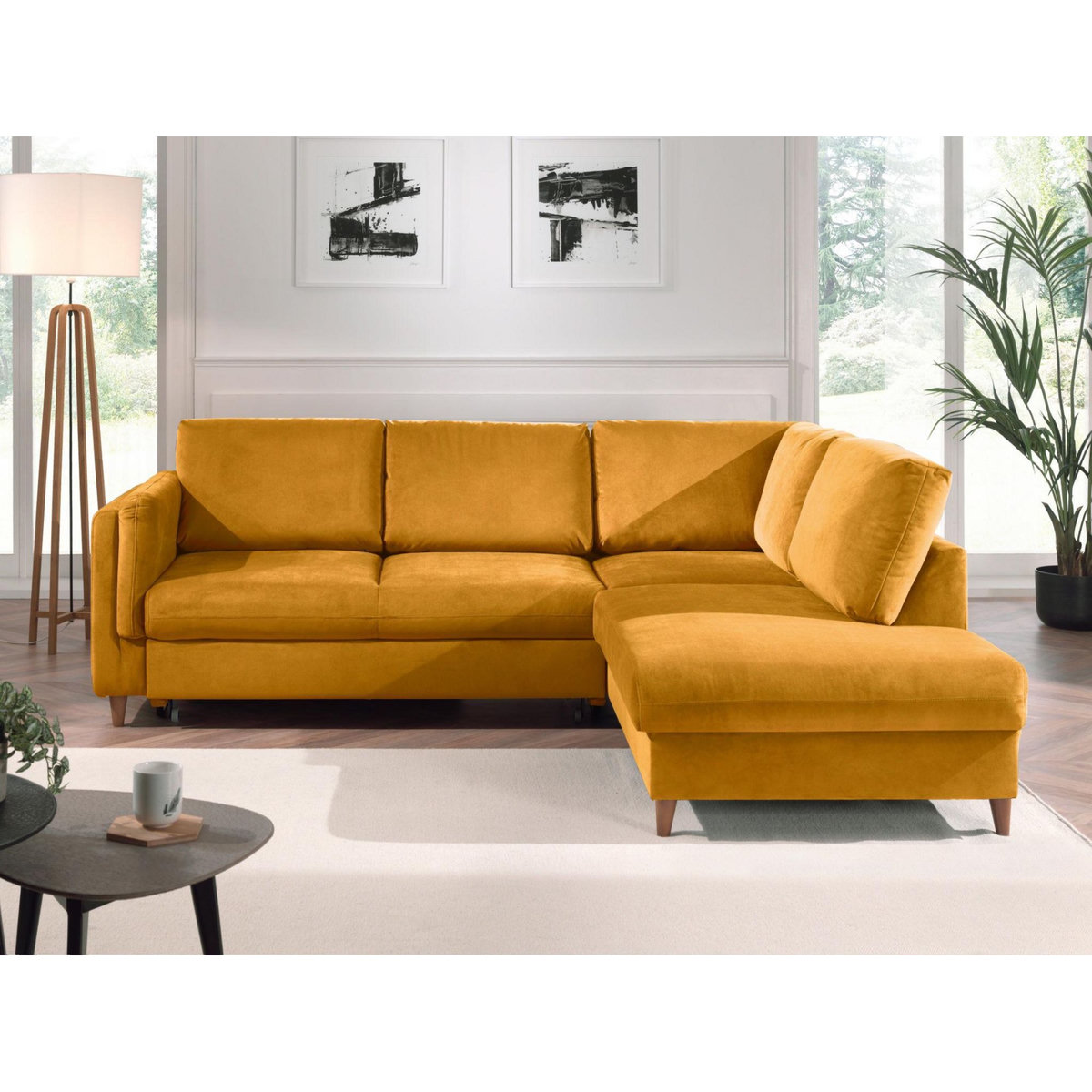 LISA DESIGN Brooke - canapé d'angle droit - convertible - 5 places - en velours