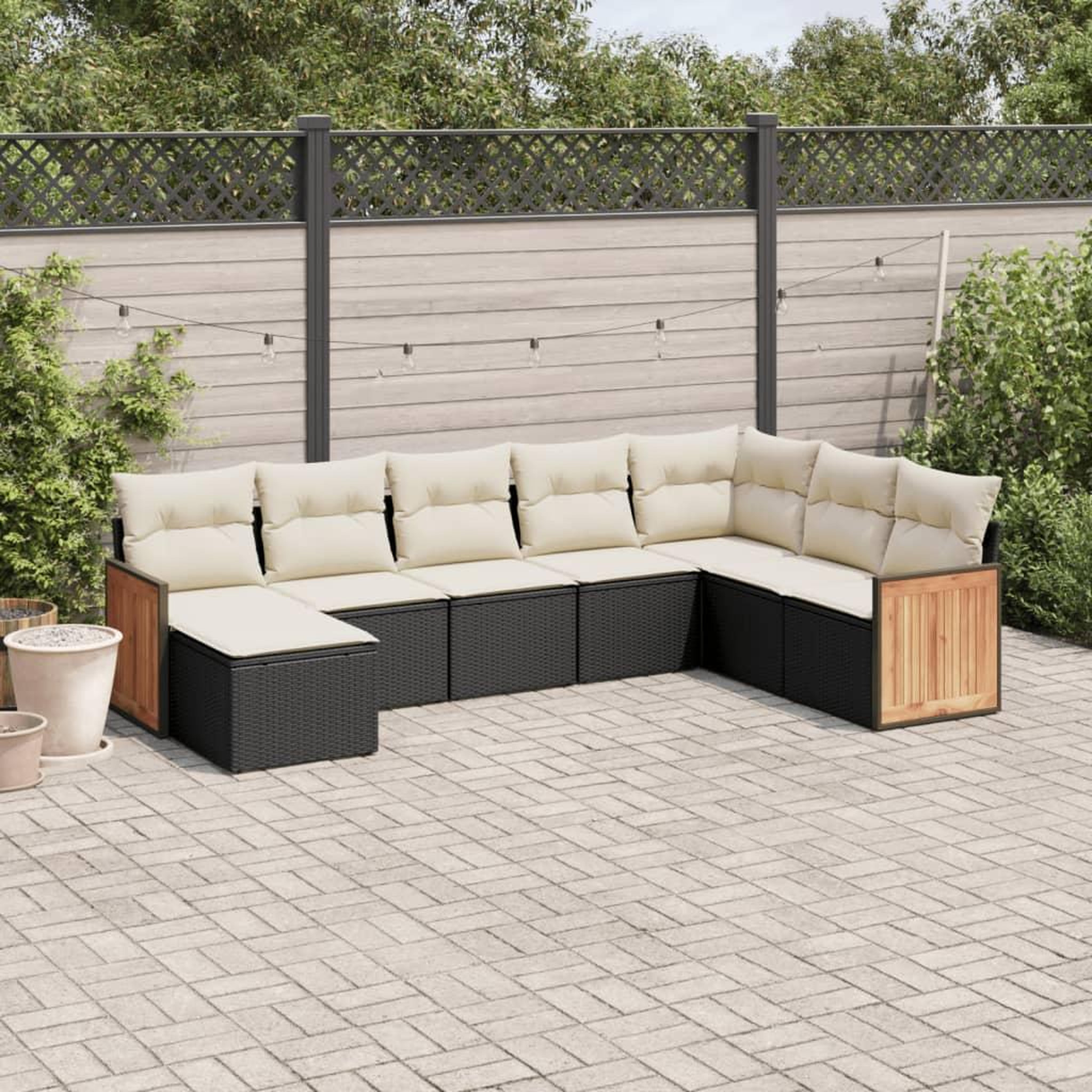 VIDAXL Salon de jardin 8 pcs avec coussins noir resine tressee