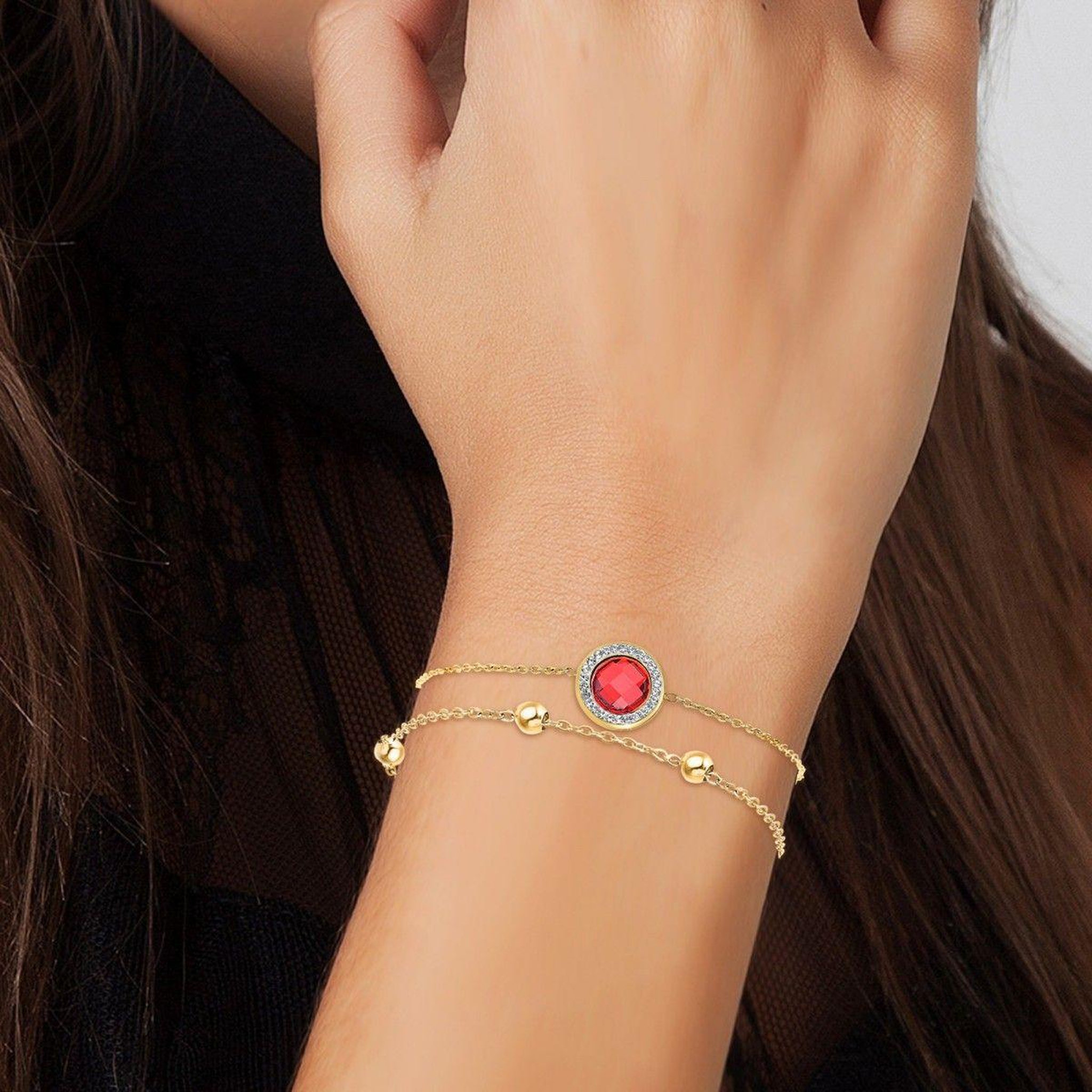 Voir la diapositive 2 : SC BOHEME Lot de 2 bracelets SC Bohème en Acier Finement doré orné de cristaux scintillants