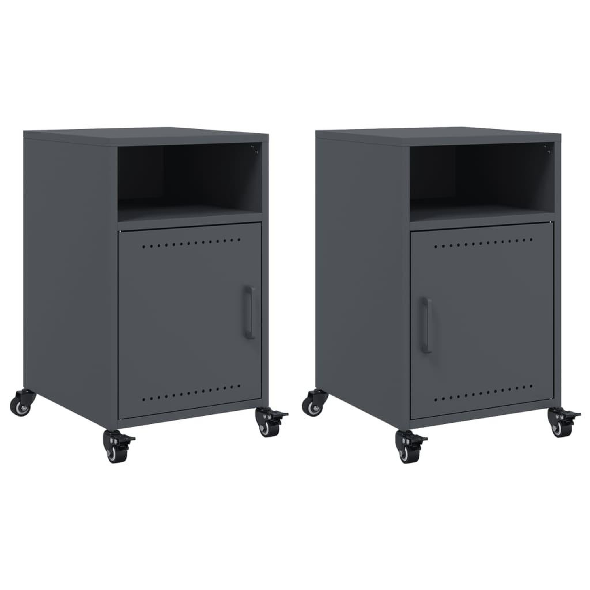 Voir la diapositive 2 : VIDAXL Tables de chevet 2 pcs anthracite 36x39x59 cm acier