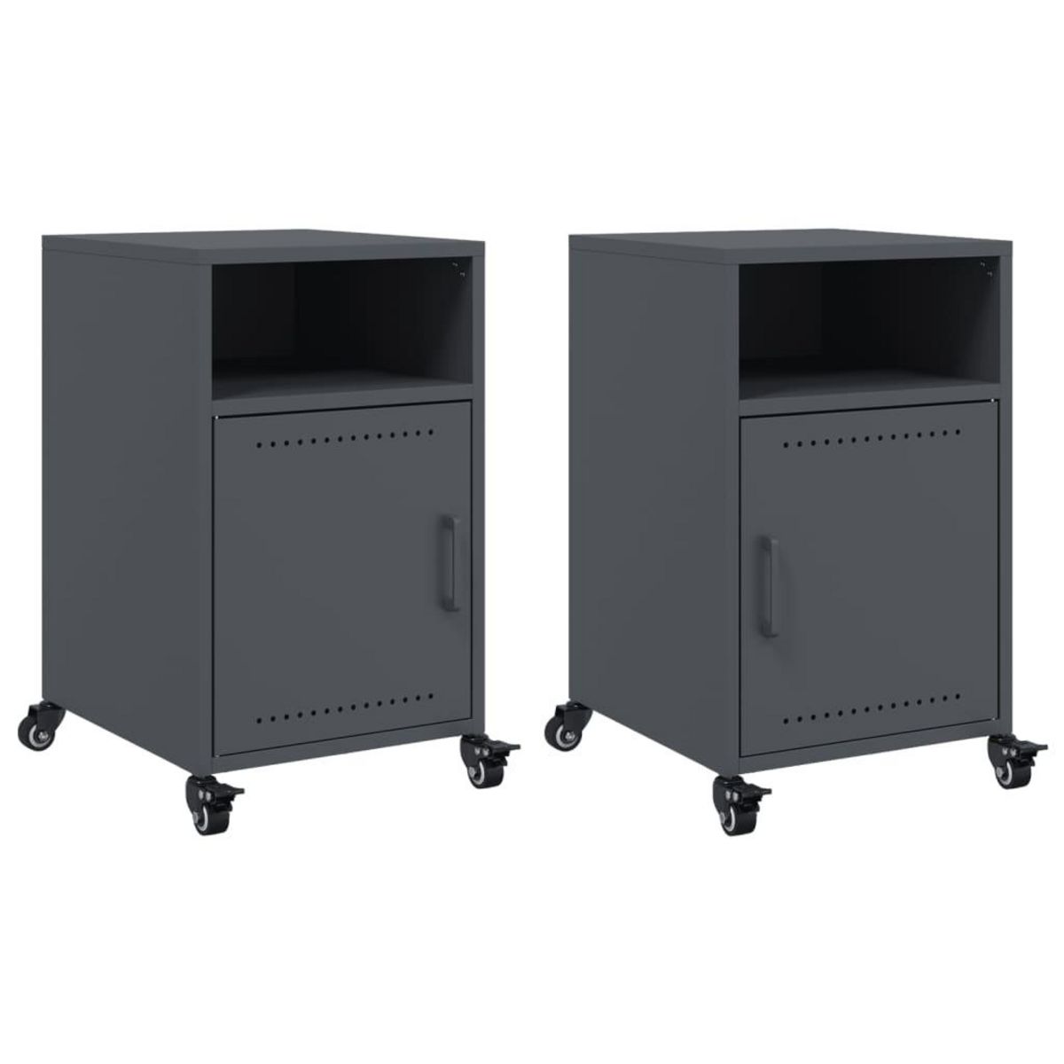 VIDAXL Tables de chevet 2 pcs anthracite 36x39x59 cm acier