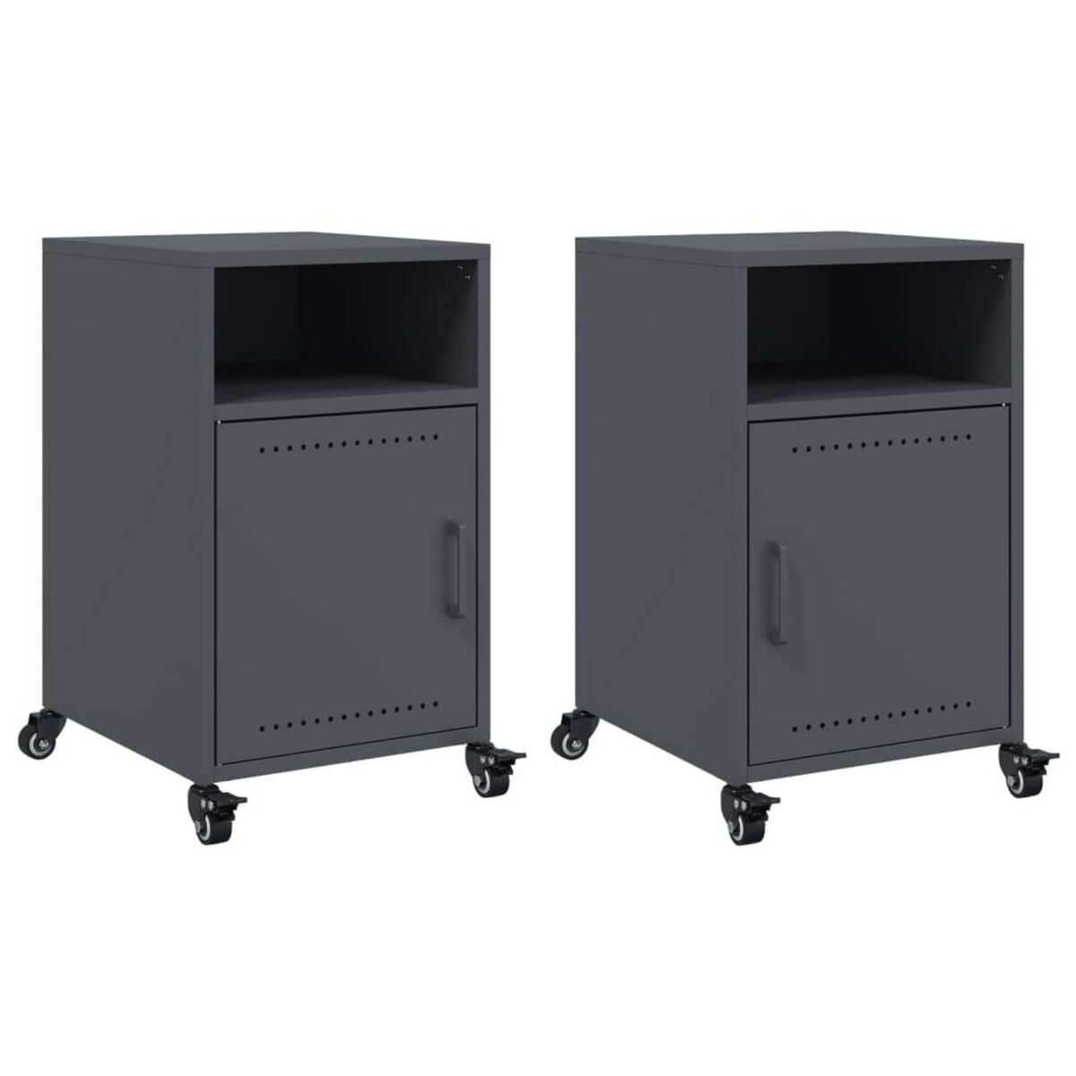 VIDAXL Tables de chevet 2 pcs anthracite 36x39x59 cm acier
