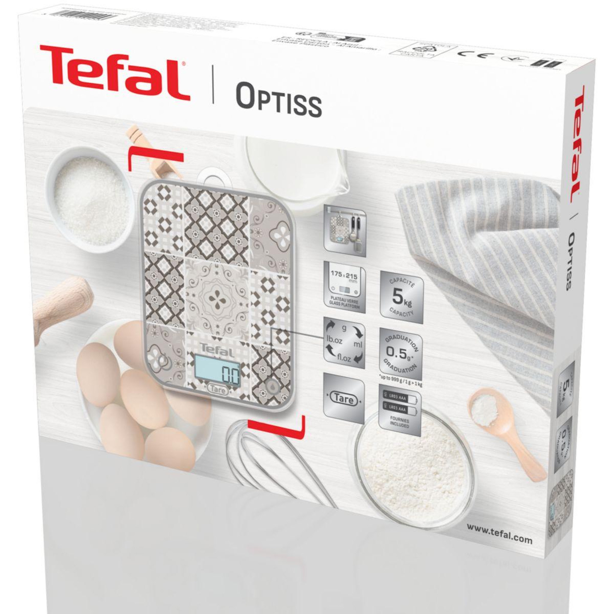 Voir la diapositive 3 : TEFAL Balance de cuisine Optiss de cuisine BC50D6V0