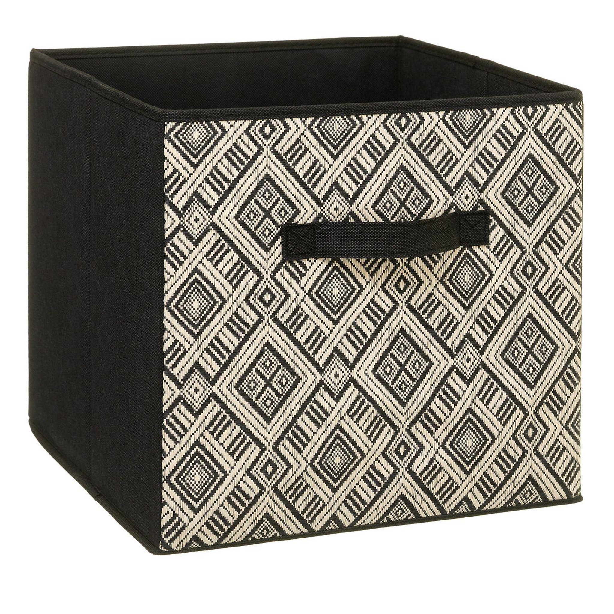 Voir la diapositive 2 : TOILINUX Lot de 2 boites de rangement pliable ethnique - 31 x 31 - noir et blanc