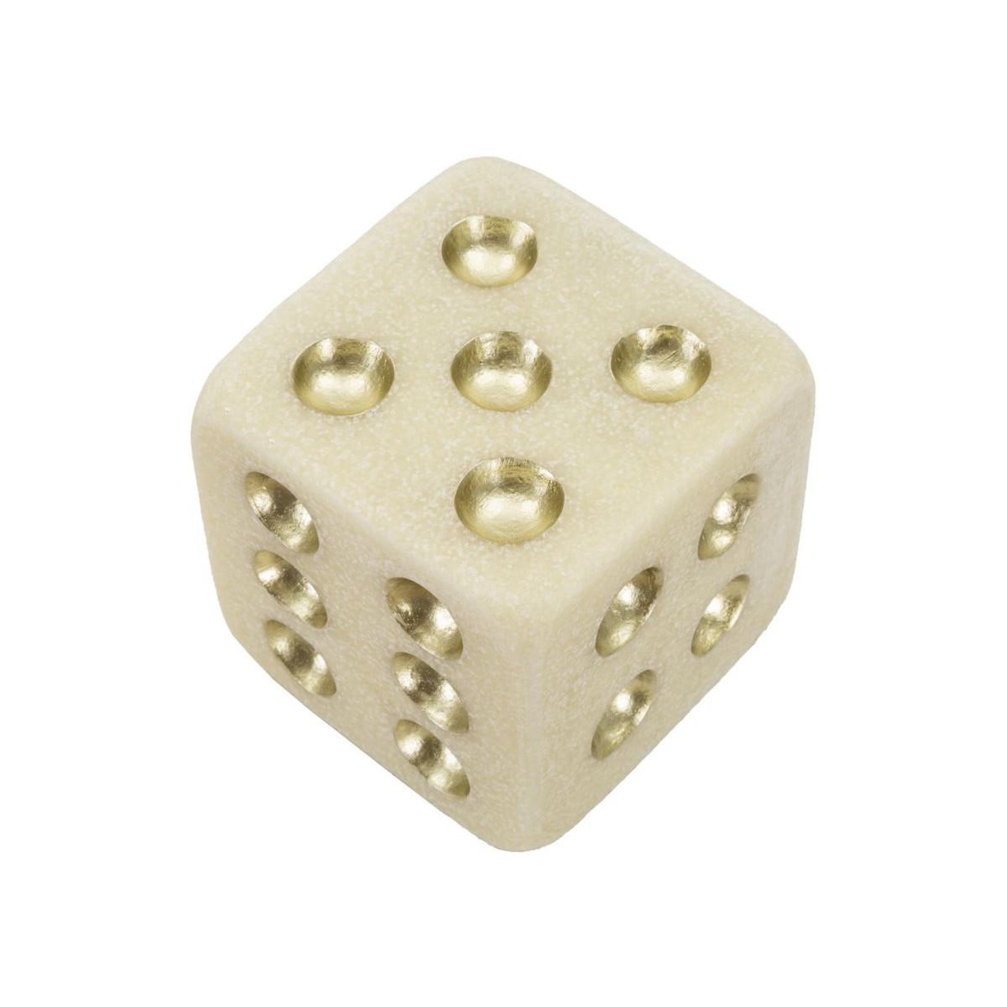 Voir la diapositive 3 : Paris Prix Dé déco en résine  quarzy  12cm blanc & or