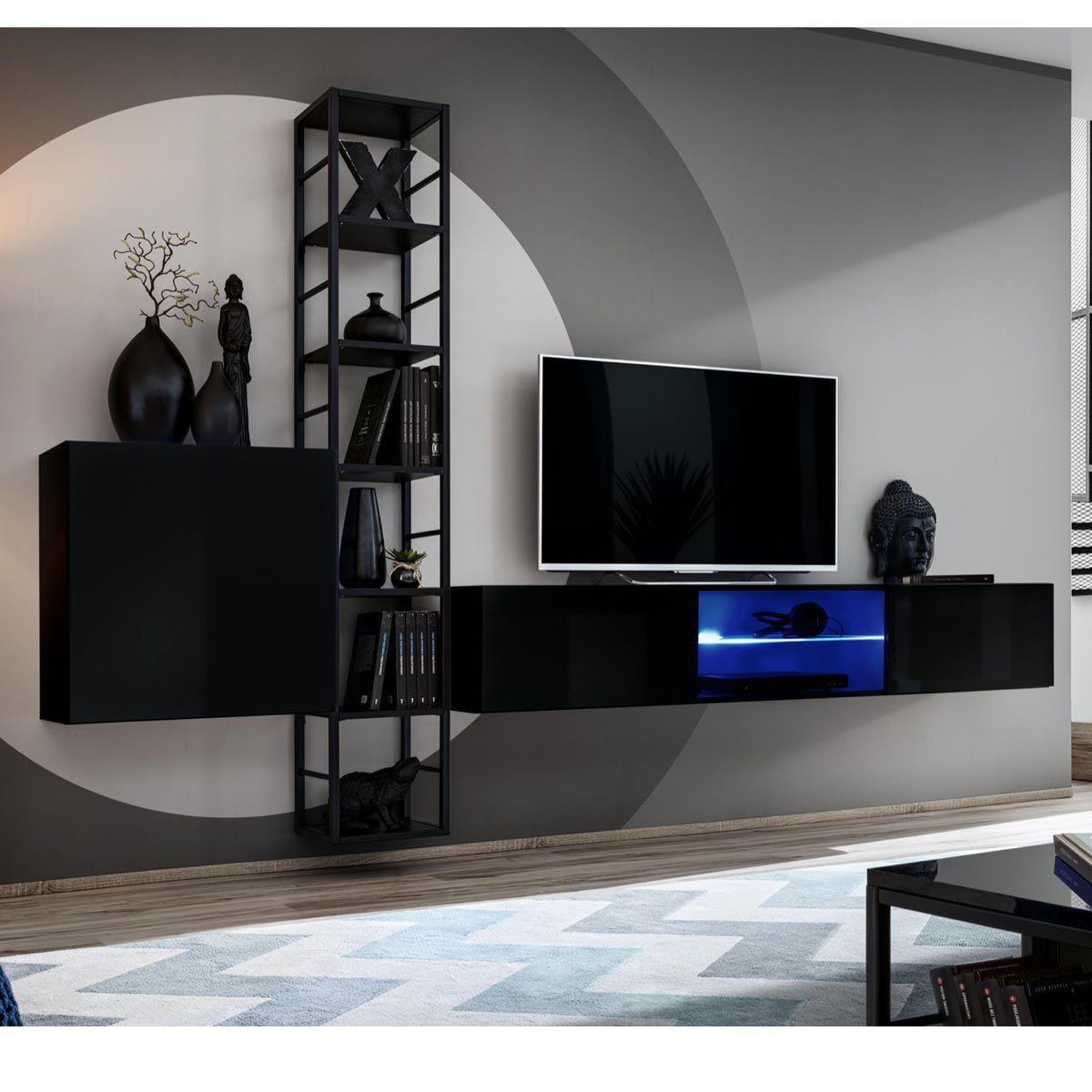 Paris Prix Ensemble meuble tv design  switch vi  270cm noir