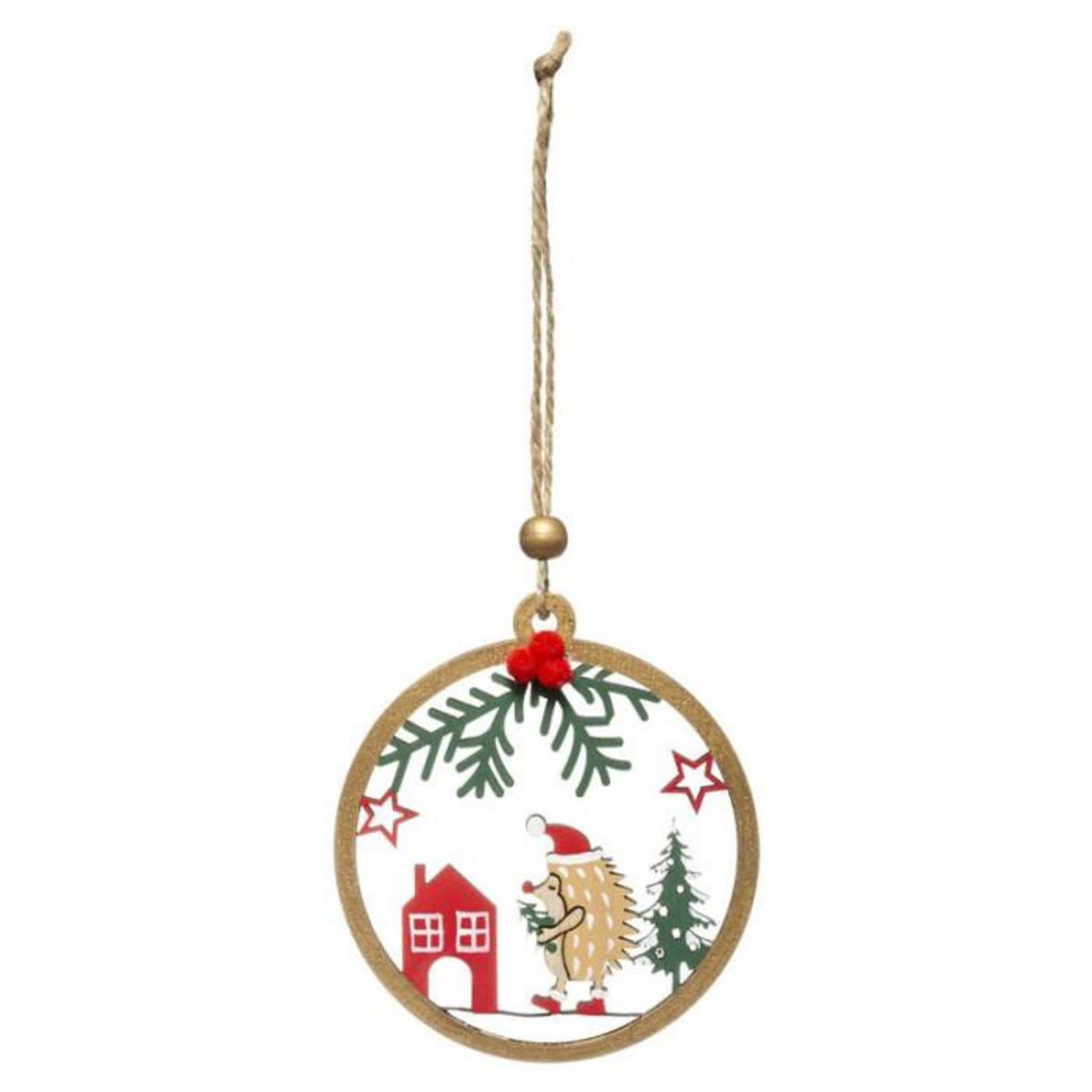 FEERIC LIGHT & CHRISTMAS Sujet de Noël Hérisson  Soir  9cm Naturel & Rouge