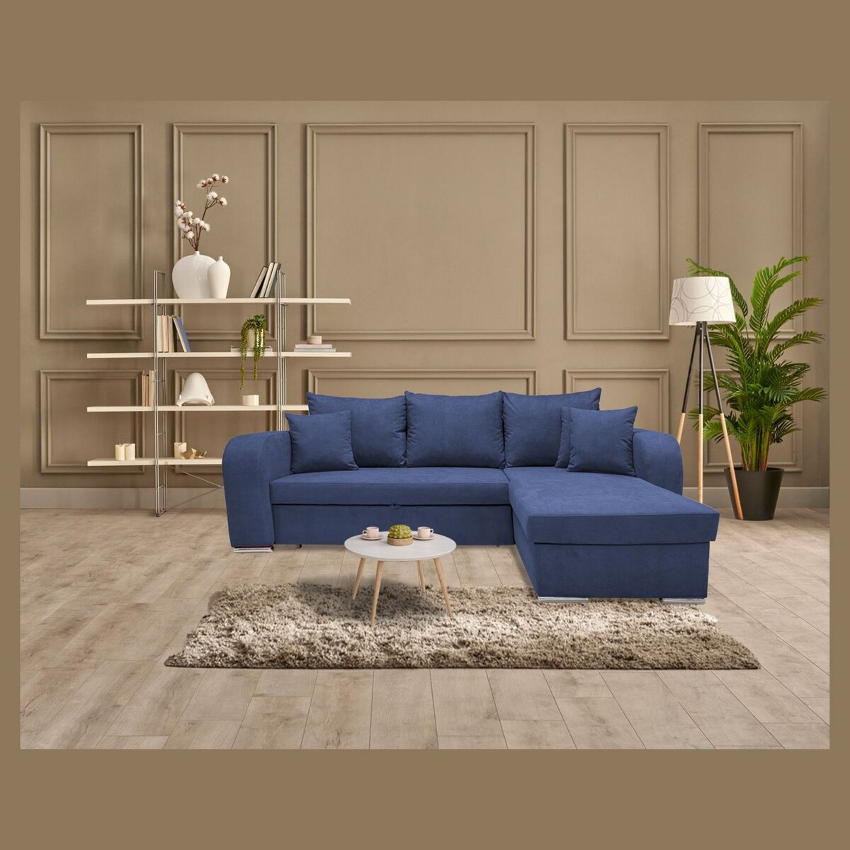 Canapé d'angle convertible réversible 5 places tissu BOB