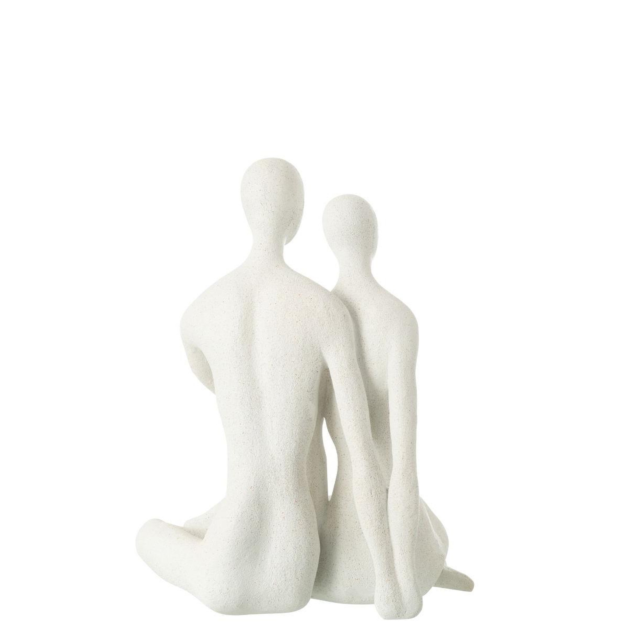 Voir la diapositive 2 : J-LINE Statuette couple assis  moderne  35cm blanc