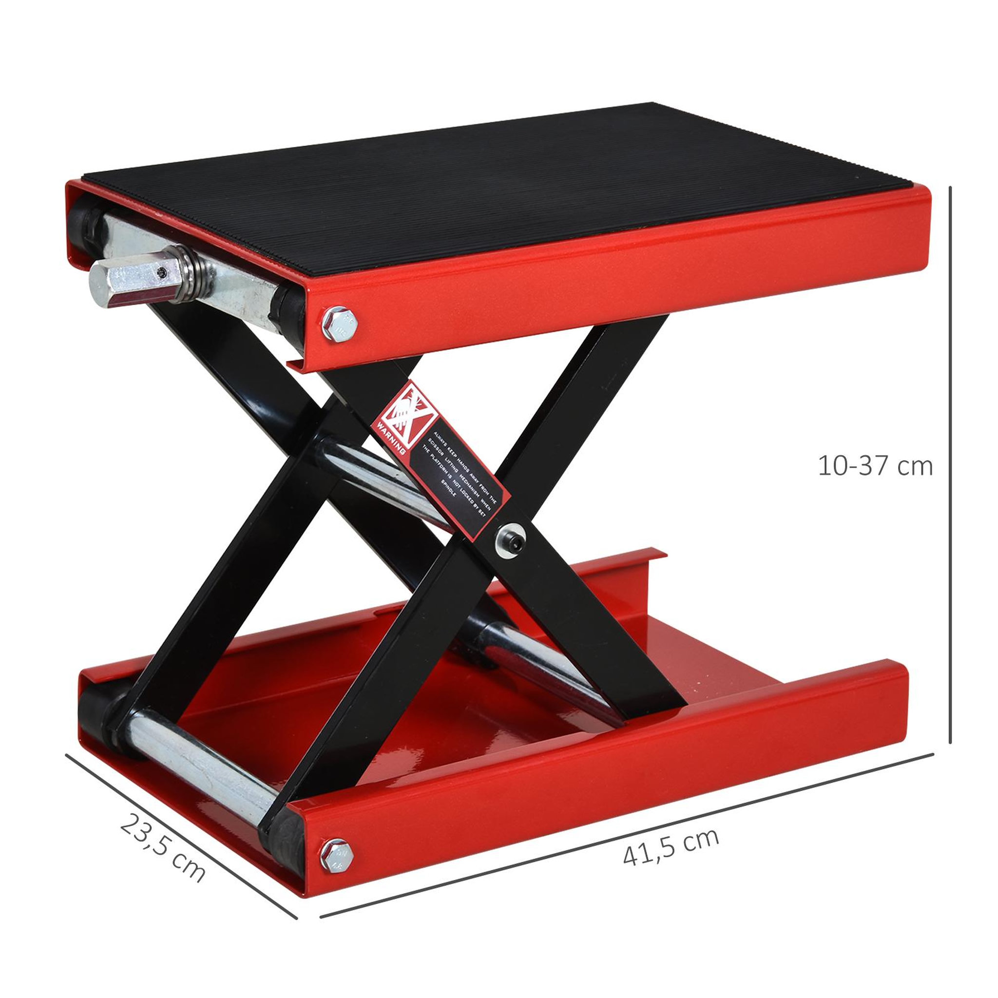 Voir la diapositive 3 : HOMCOM Lève moto béquille d'atelier stand moto tout-terrain moto cross supermotard hauteur réglable acier rouge et noir