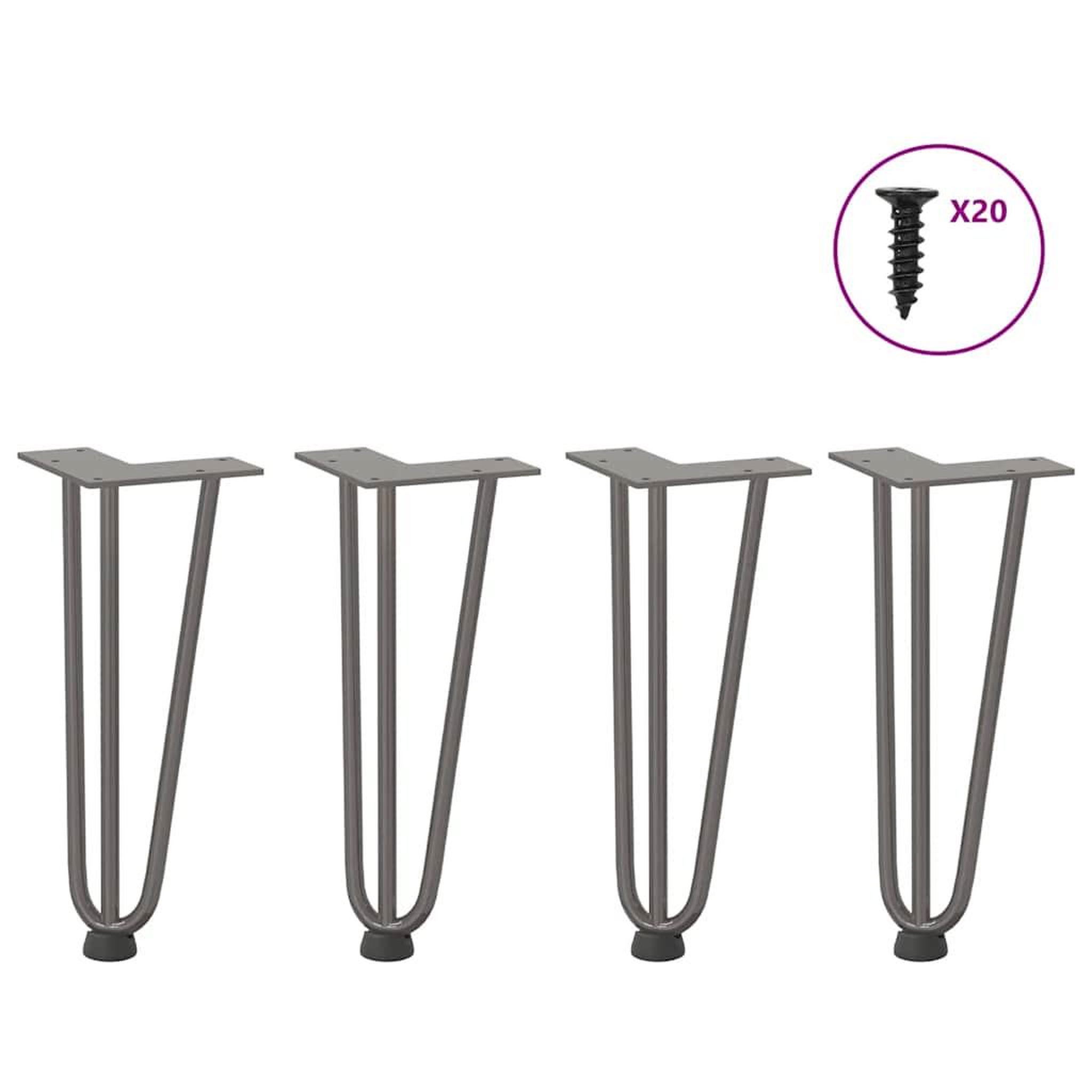 VIDAXL Pieds de table en forme d'epingle a cheveux 30 cm acier massif