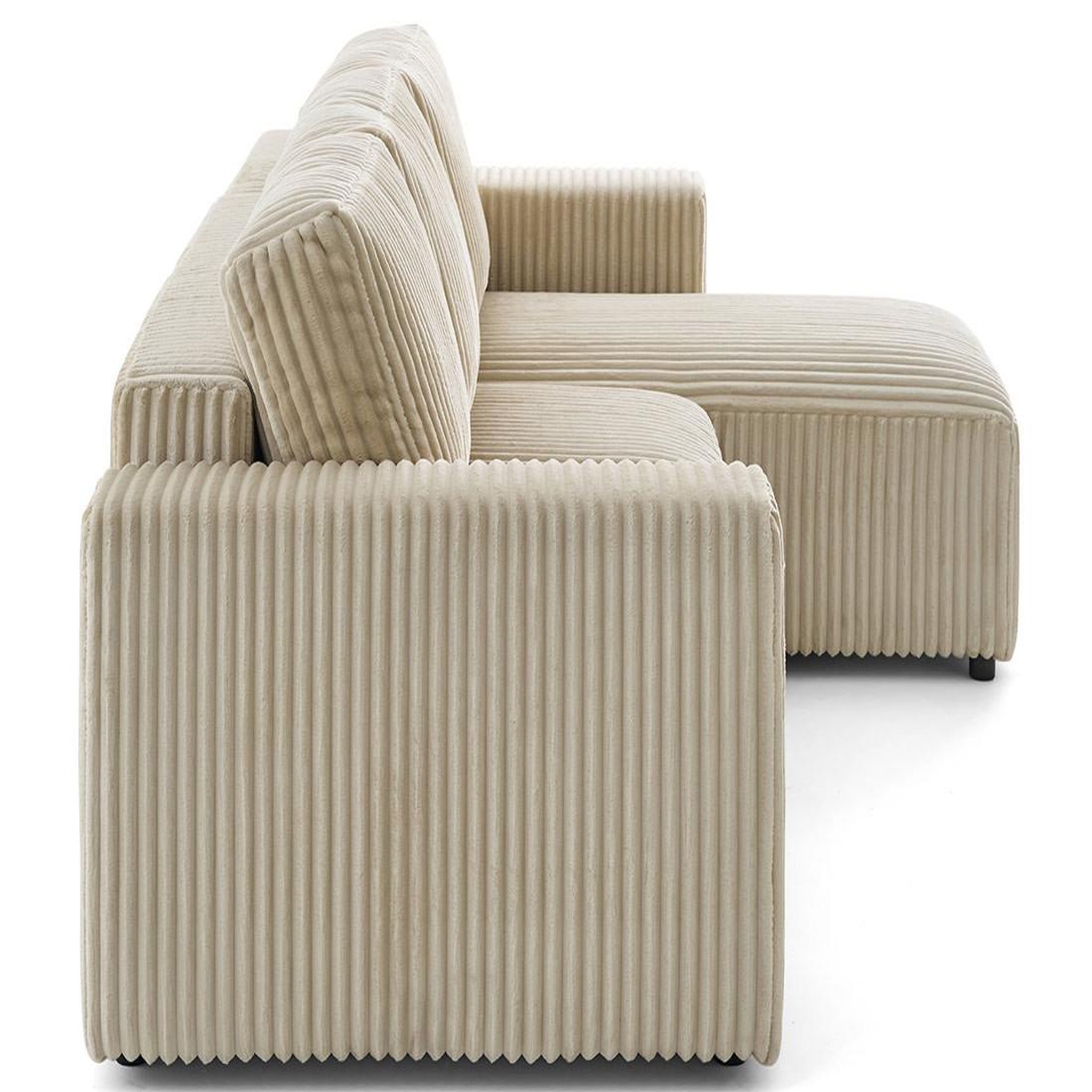 Voir la diapositive 6 : LISA DESIGN Livy - canapé d'angle réversible 4 places convertible avec coffre en velours côtelé grosses côtes
