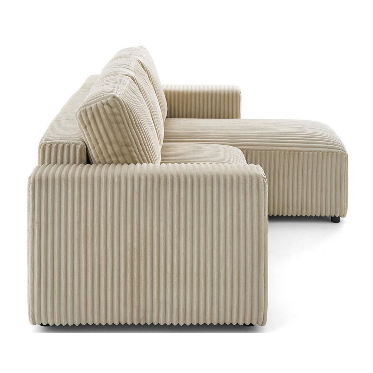 LISA DESIGN Livy - canapé d'angle réversible 4 places convertible avec coffre en velours côtelé grosses côtes