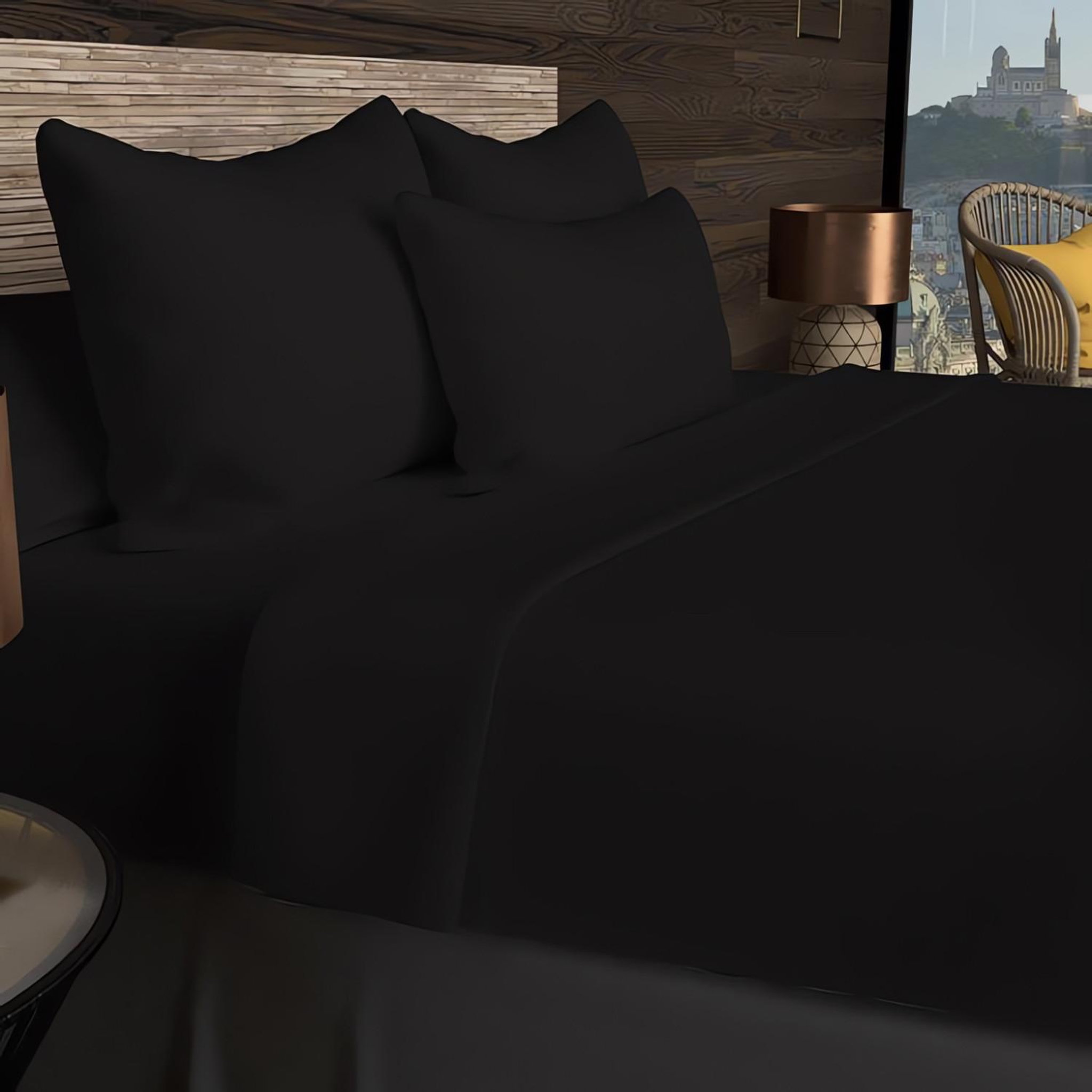 Voir la diapositive 3 : SOLEIL D'OCRE Drap plat en coton 57 fils uni, par soleil d'ocre