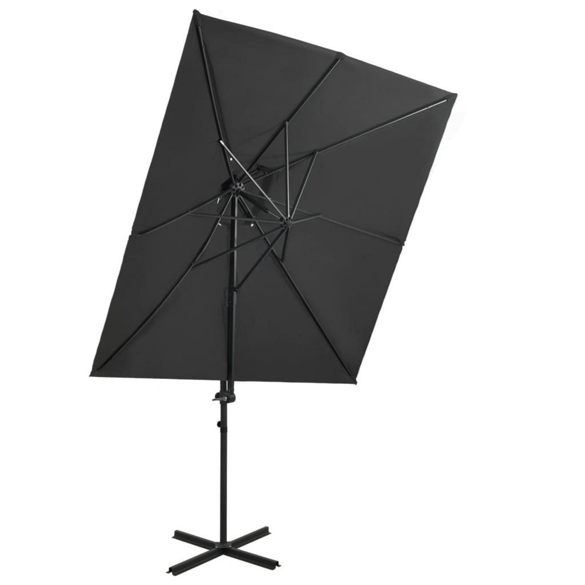 VIDAXL Parasol de jardin en porte-a-faux a double toit anthracite