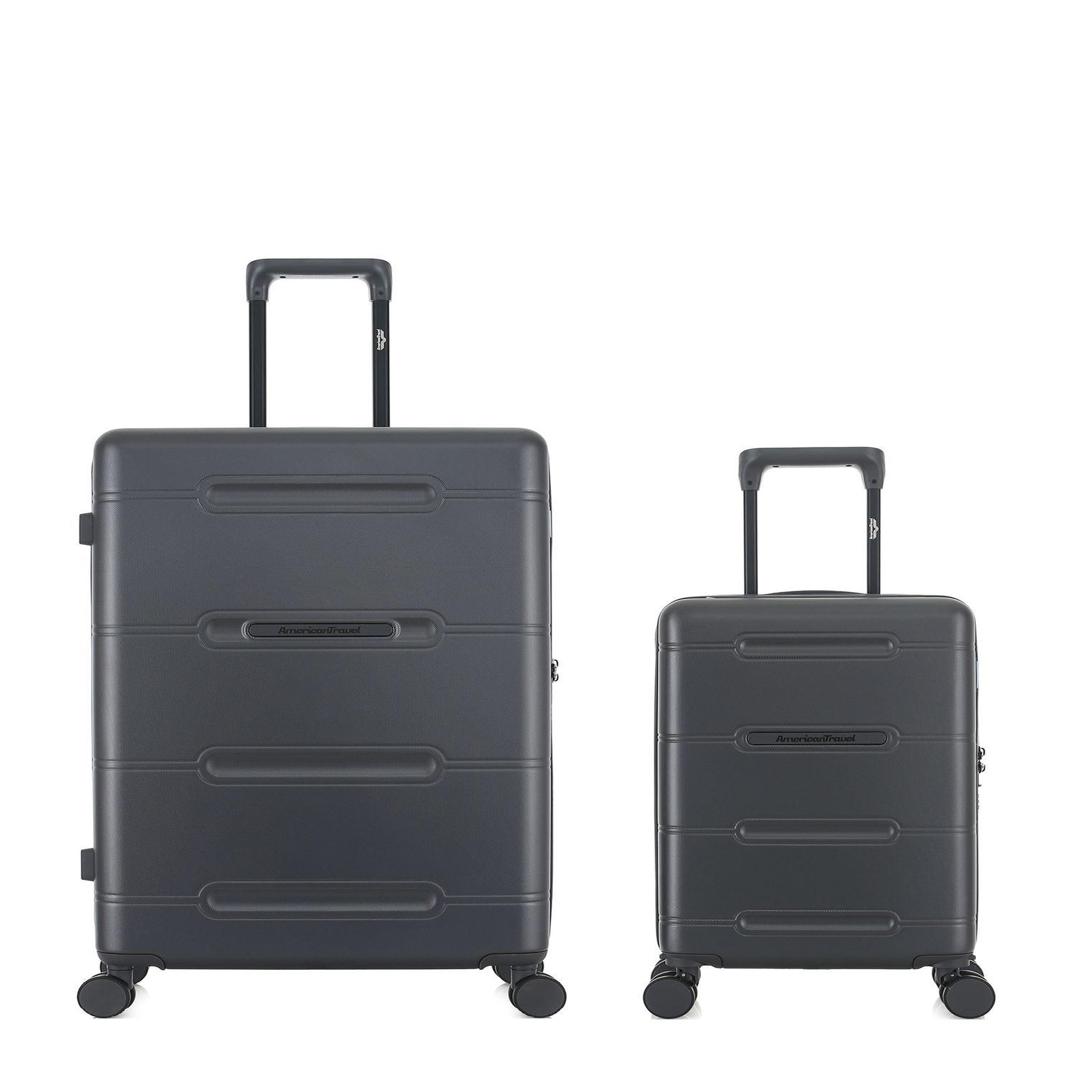 AMERICAN TRAVEL Lot de 2 Valises Rigides Grand Format et Cabine XS CLEVELAND. Coloris disponibles : Marron, Gris, Beige, Rouge, Noir, Jaune