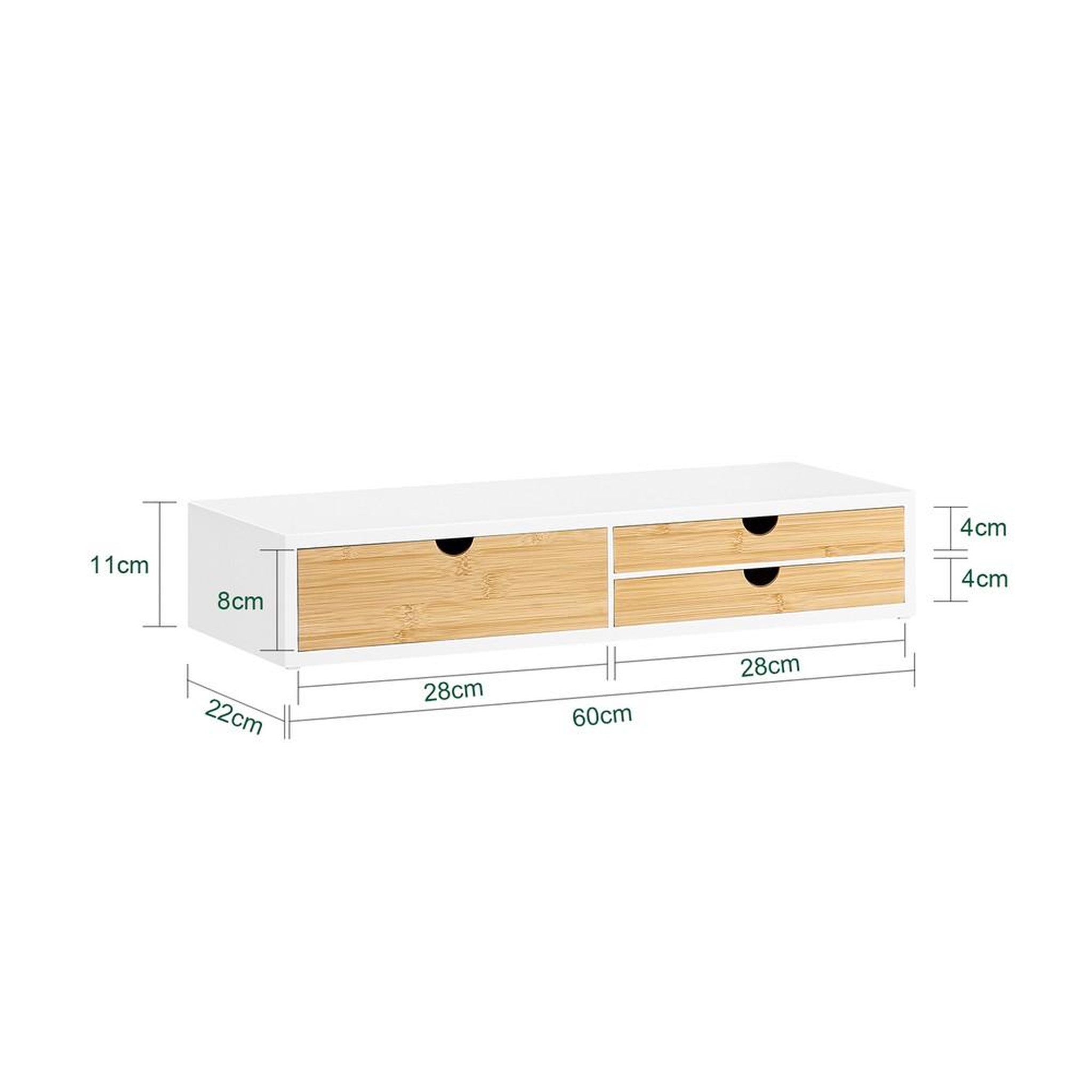 Voir la diapositive 3 : SOBUY Support d'écran avec 3 tiroirs Blanc 60x22x11 cm BBF11-WN
