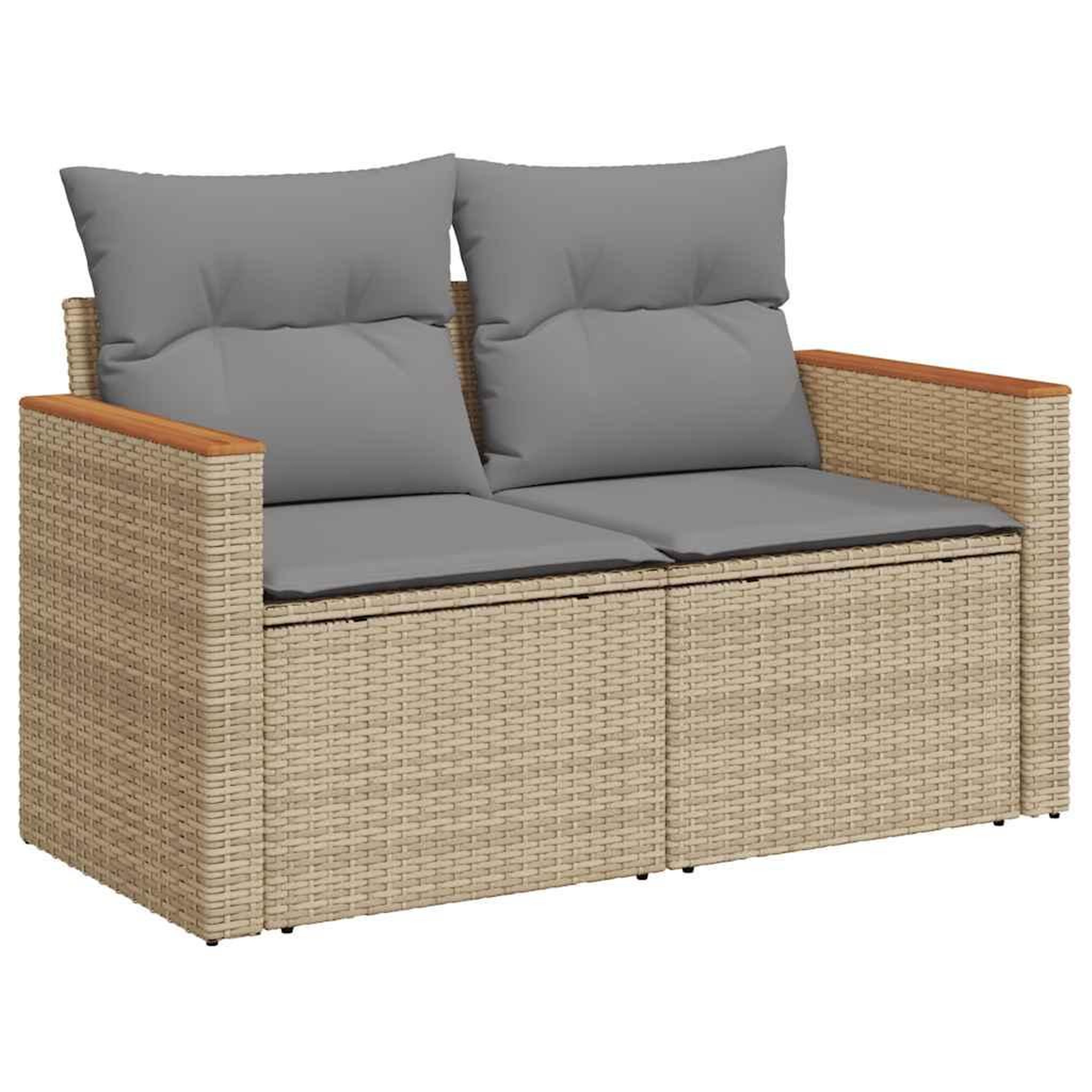 Voir la diapositive 3 : VIDAXL Salon de jardin 6 pcs avec coussins beige resine tressee acacia