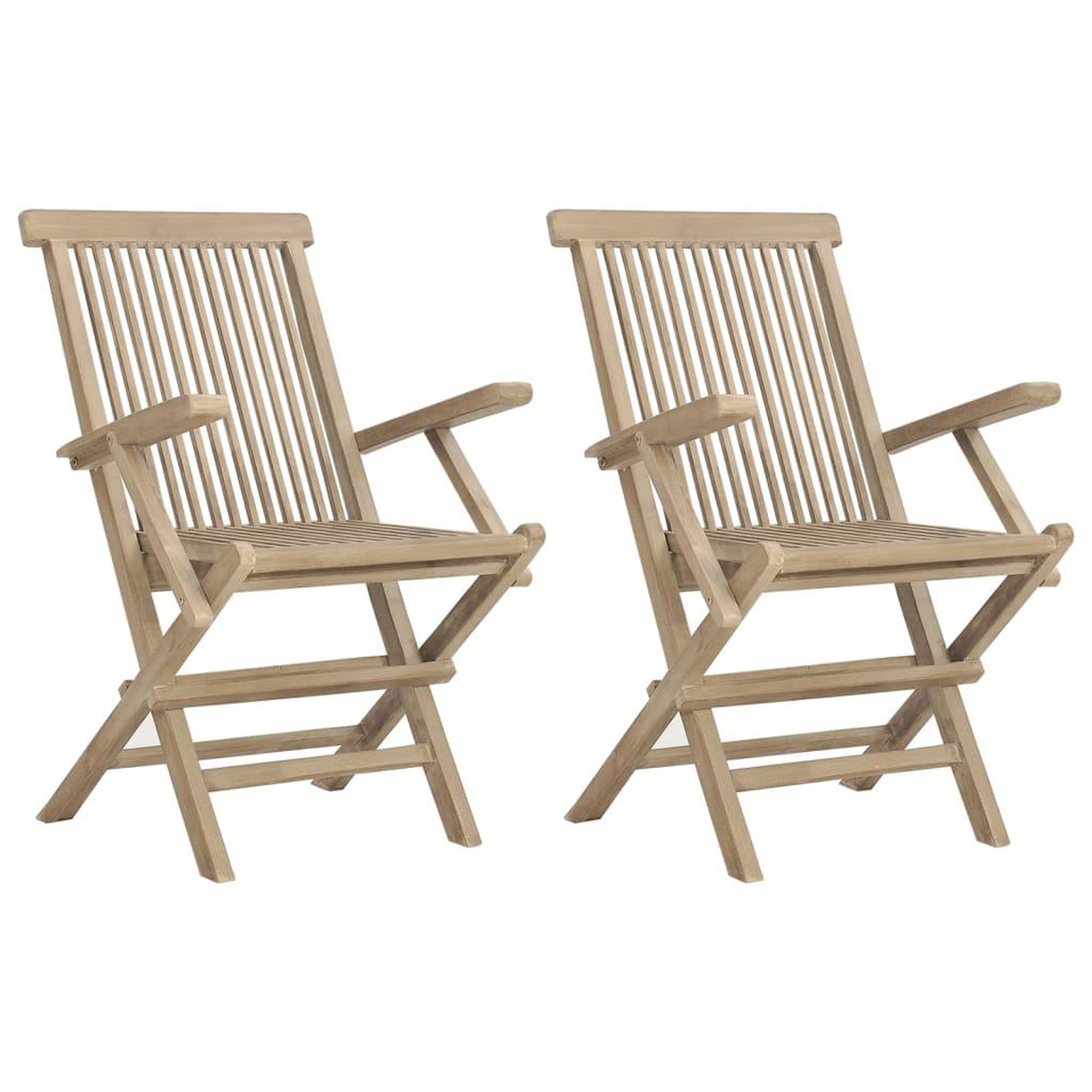 Voir la diapositive 2 : VIDAXL Chaises de jardin pliantes lot de 2 gris 56x61x89cm bois teck