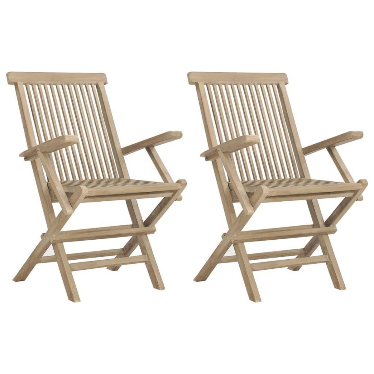 VIDAXL Chaises de jardin pliantes lot de 2 gris 56x61x89cm bois teck