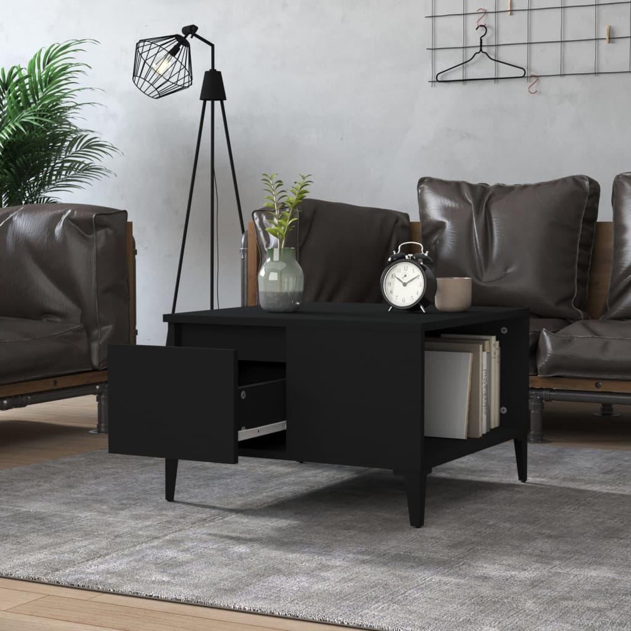 Voir la diapositive 3 : VIDAXL Table basse noir 55x55x36,5 cm bois d'ingenierie