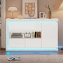 Voir la diapositive 2 : MERAX Buffet 3 porte(s) 0 tiroir(s) - 140 cm blanc led panneau de particules