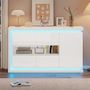 Voir la diapositive 2 : MERAX Buffet 3 porte(s) 0 tiroir(s) - 140 cm blanc led panneau de particules