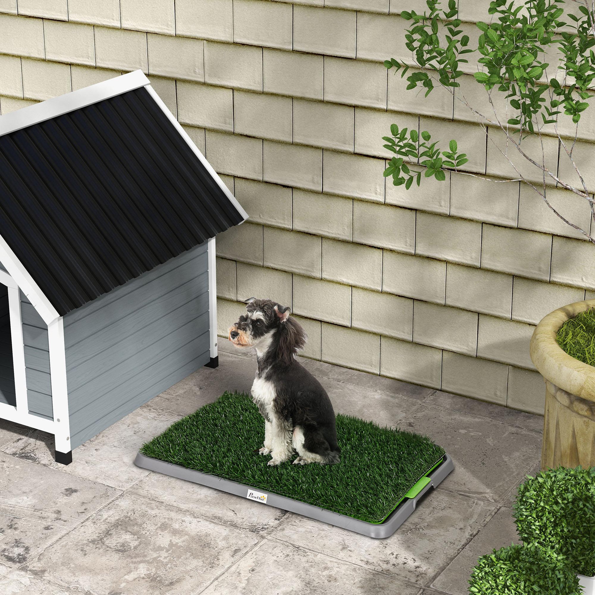 Voir la diapositive 2 : PAWHUT Toilette pour chien litière avec 2 tapis en gazon artificiel avec bac pour l'apprentissage de la propreté à l'intérieur et à l'extérieur, tapis d'entraînement pour animaux, 67 x 41 cm