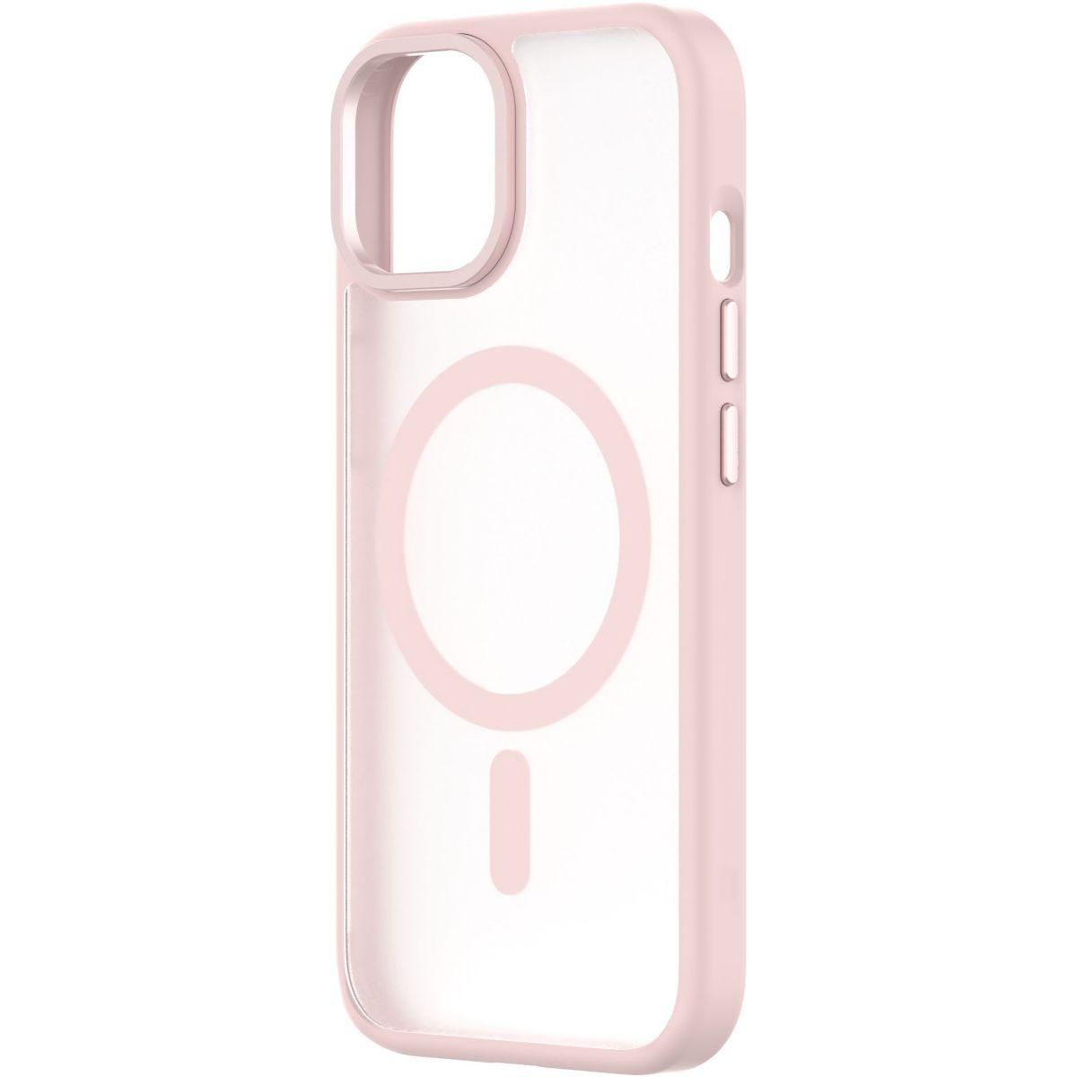 Qdos Coque bumper Iphone 15 Hybrid soft SNAP MagSafe Rose
