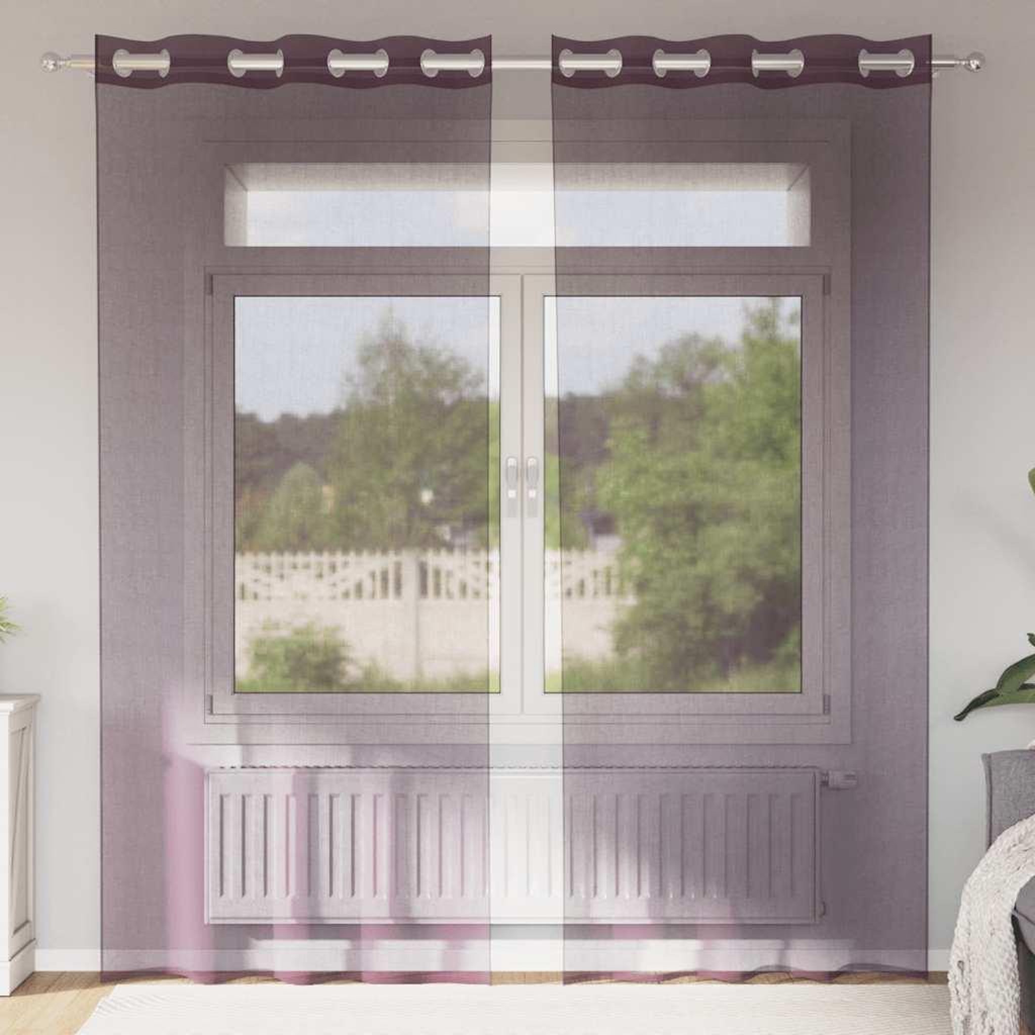 VIDAXL Rideaux en voile avec œillets 2 pcs violet 140x225 cm