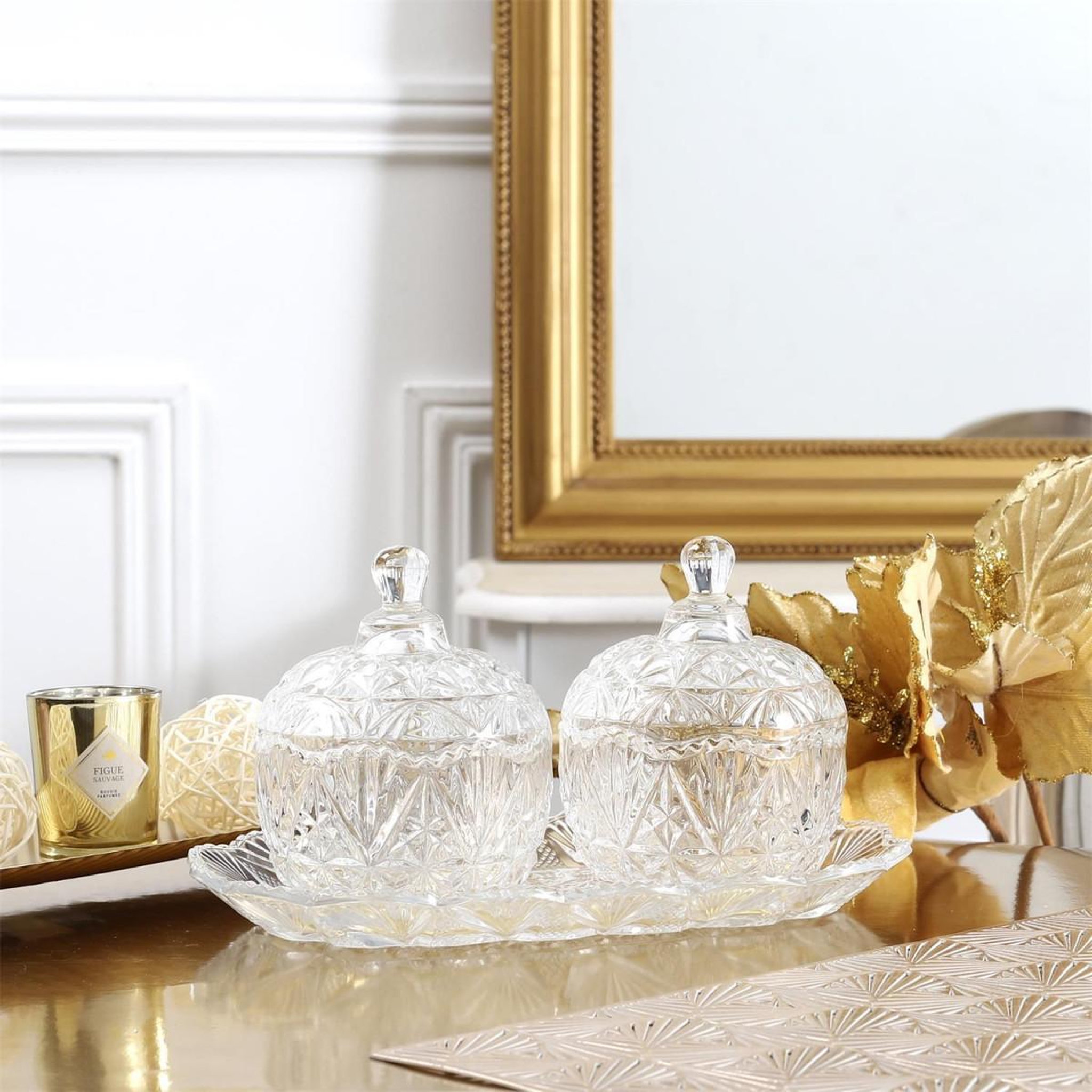 Voir la diapositive 5 : Paris Prix Lot de 2 Bonbonnières  Héléana  26cm Transparent