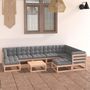 Voir la diapositive 1 : VIDAXL Salon de jardin 10 pcs avec coussins Bois de pin massif
