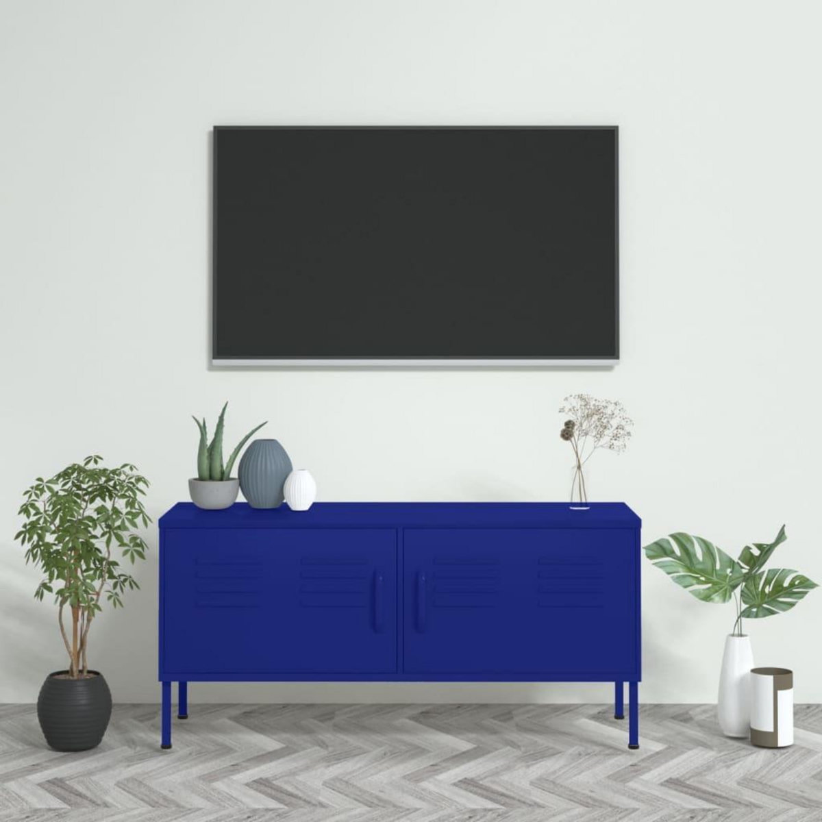 VIDAXL Meuble TV Bleu marine 105x35x50 cm Acier